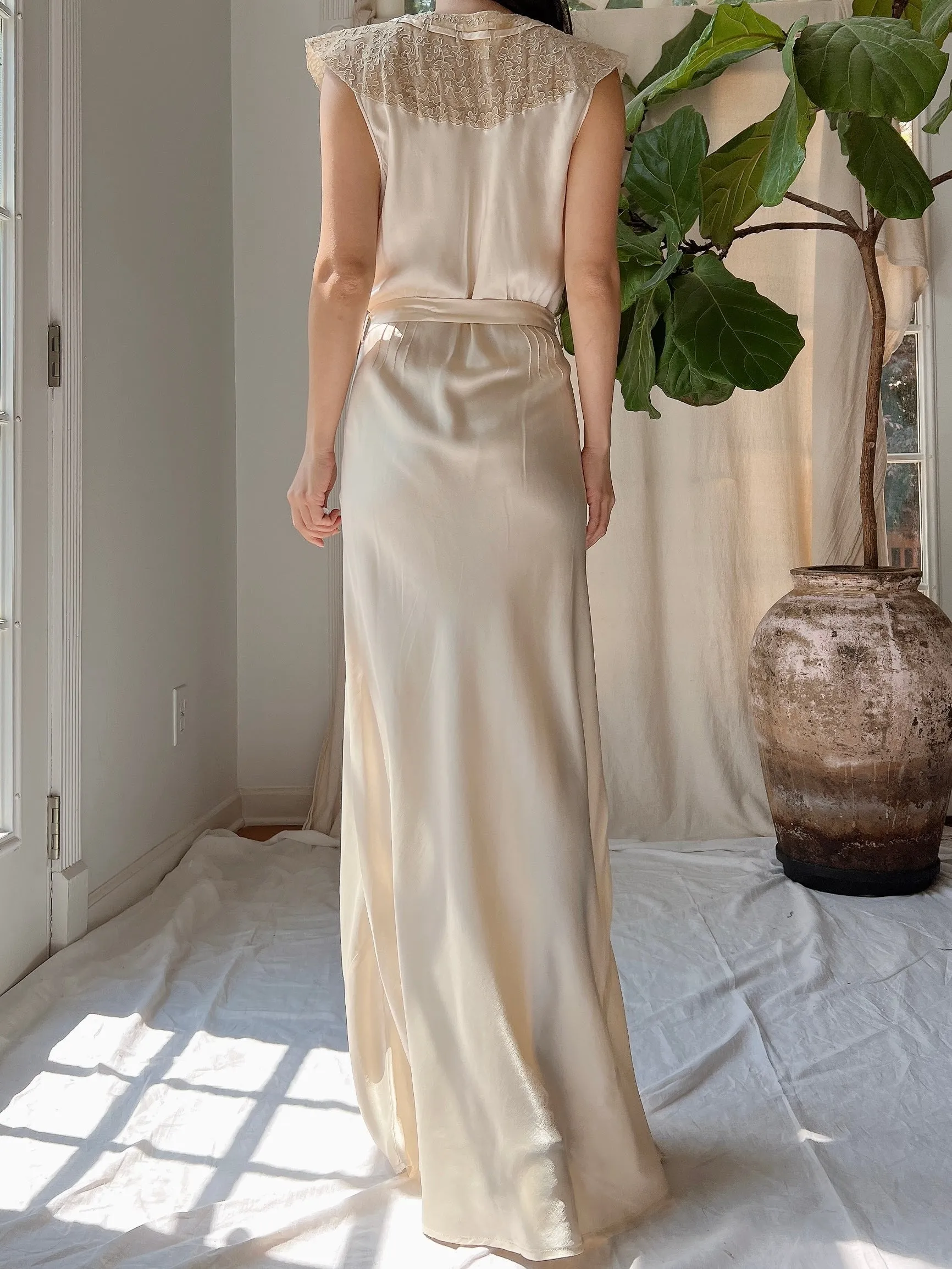 1930s Silk Charmeuse Slip Dress - S