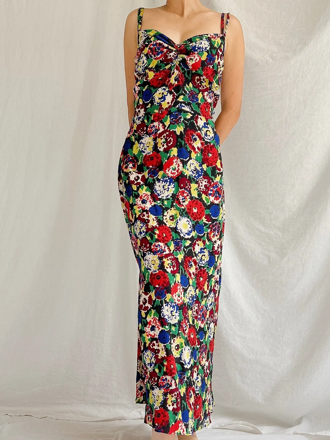 1930s Silk Floral Dress - S
