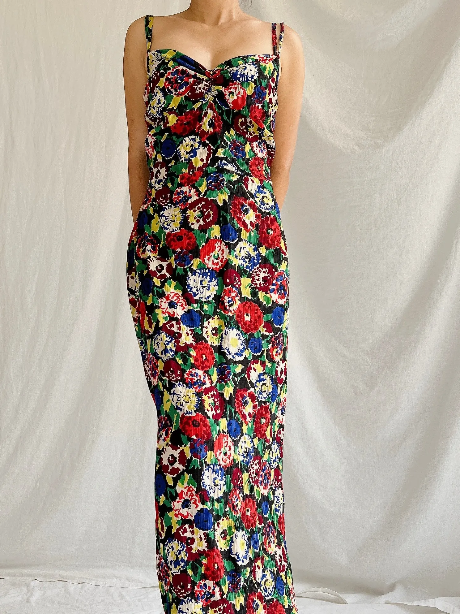 1930s Silk Floral Dress - S