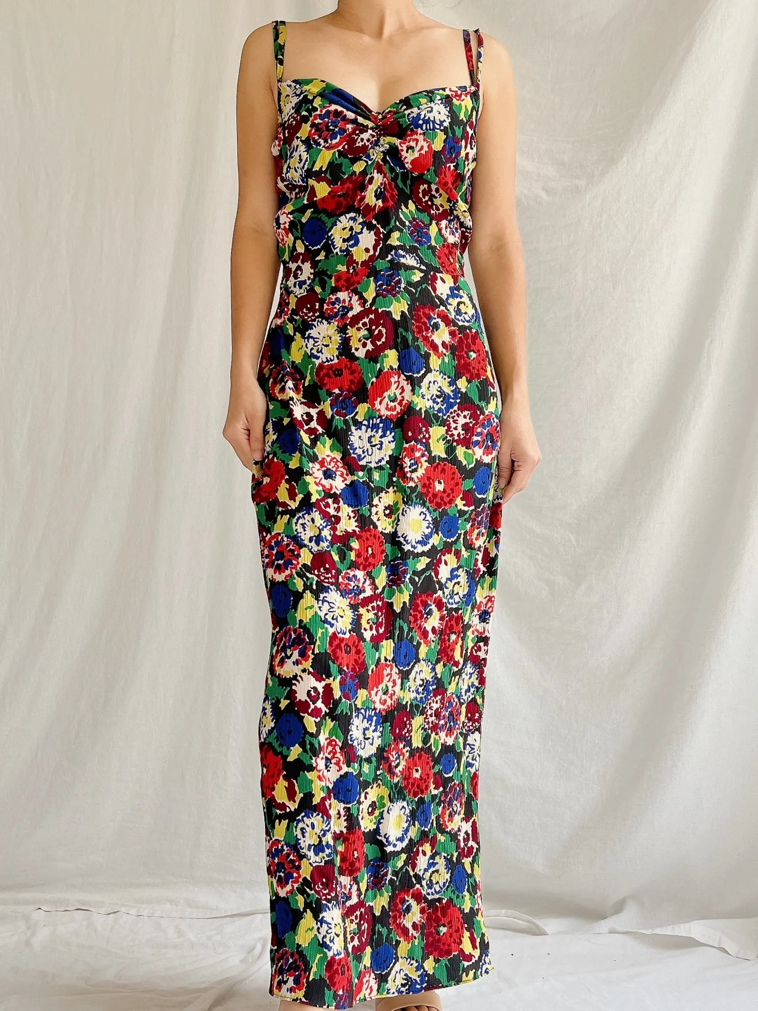 1930s Silk Floral Dress - S