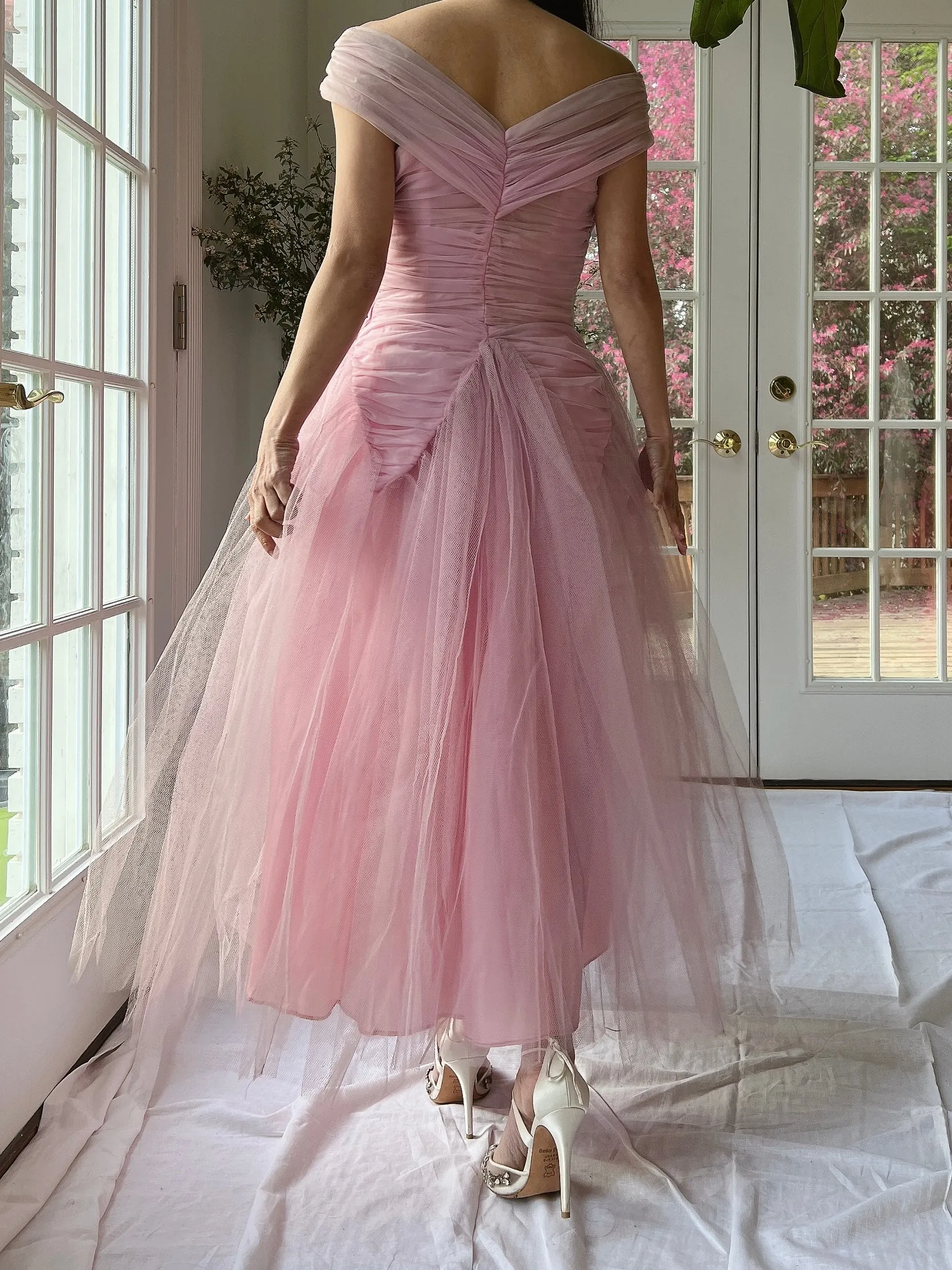 1950s Lilac Ruche Dress - XS