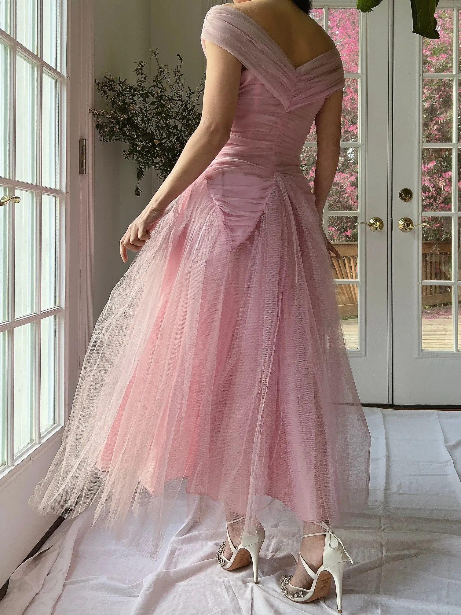 1950s Lilac Ruche Dress - XS