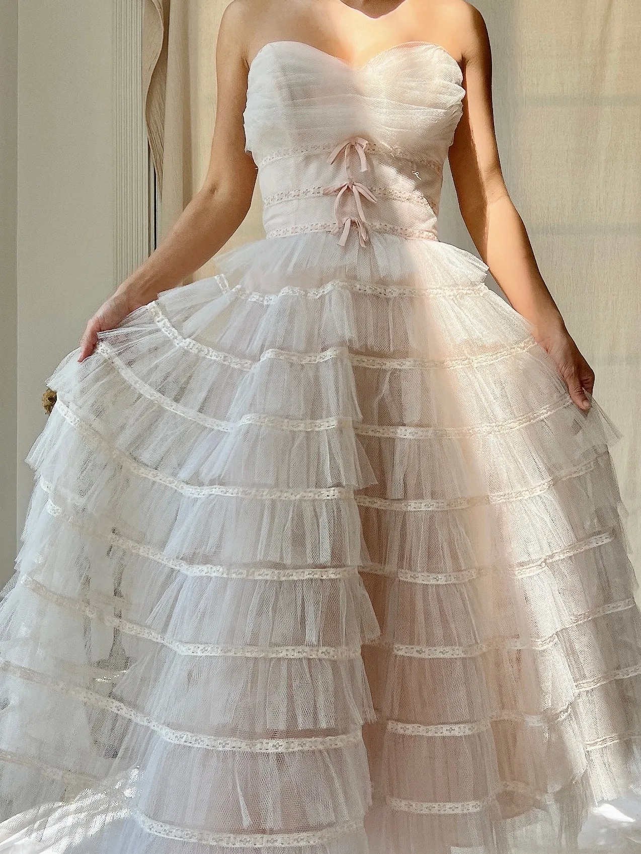 1950s Tulle Blush Dress - XS/S