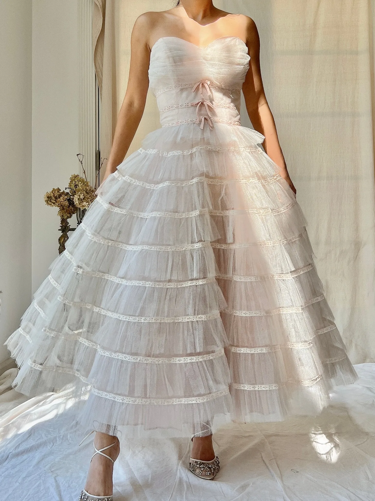 1950s Tulle Blush Dress - XS/S