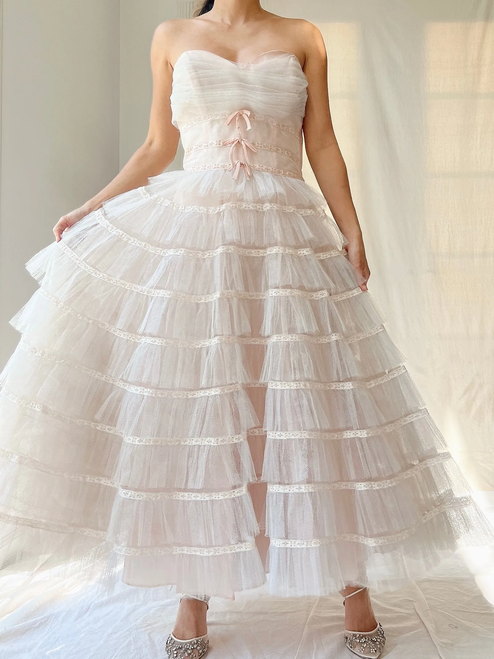 1950s Tulle Blush Dress - XS/S