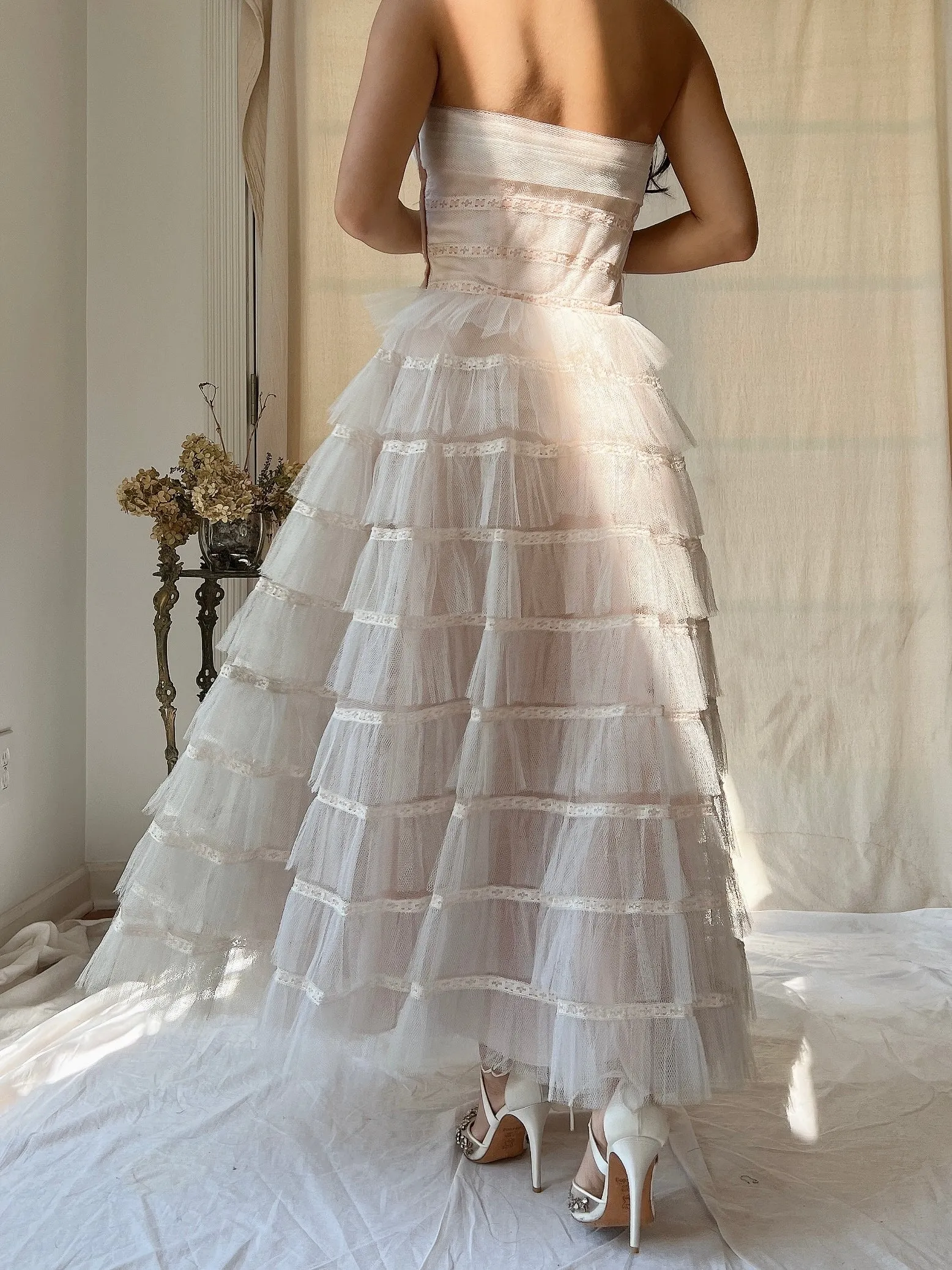 1950s Tulle Blush Dress - XS/S