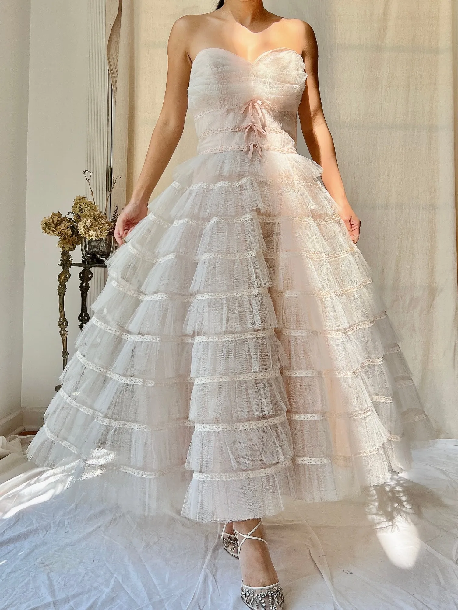 1950s Tulle Blush Dress - XS/S