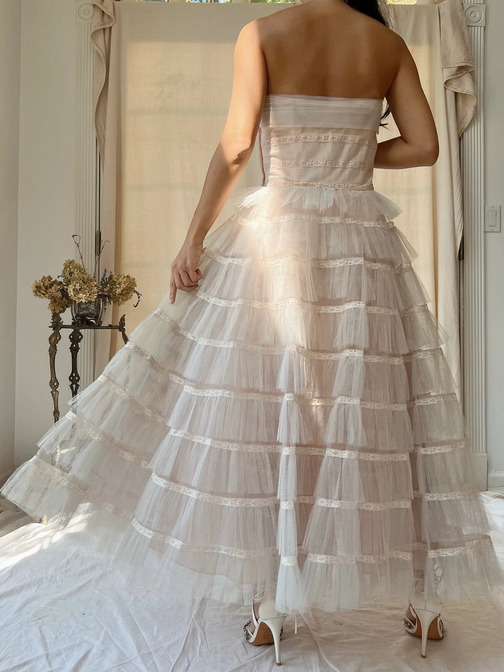 1950s Tulle Blush Dress - XS/S