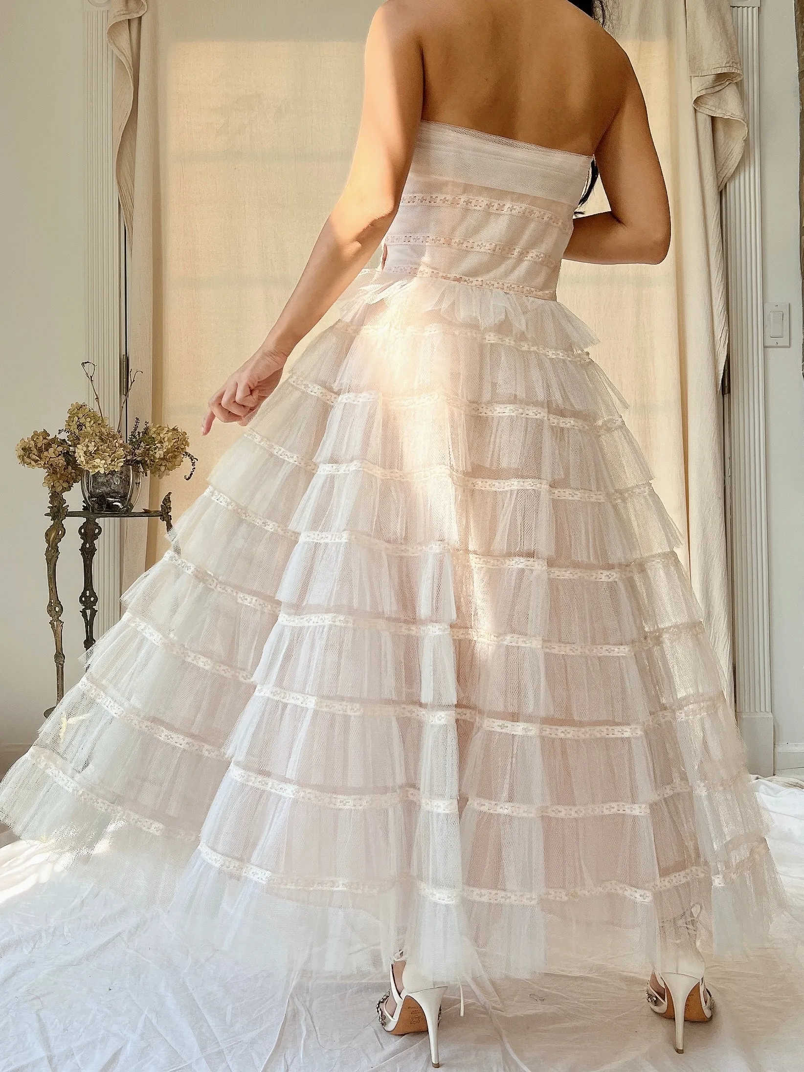 1950s Tulle Blush Dress - XS/S