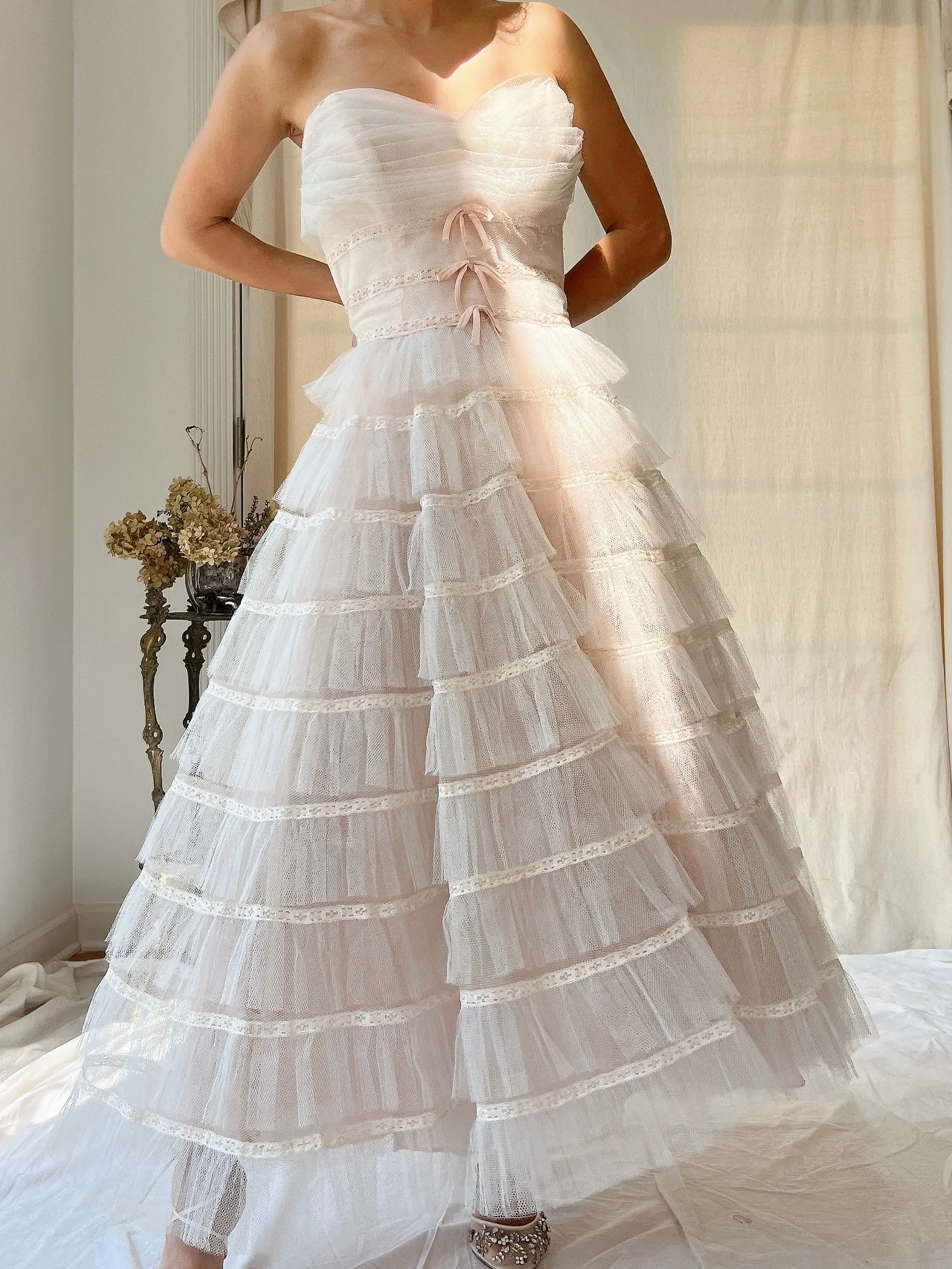 1950s Tulle Blush Dress - XS/S