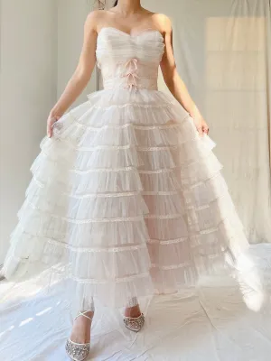 1950s Tulle Blush Dress - XS/S