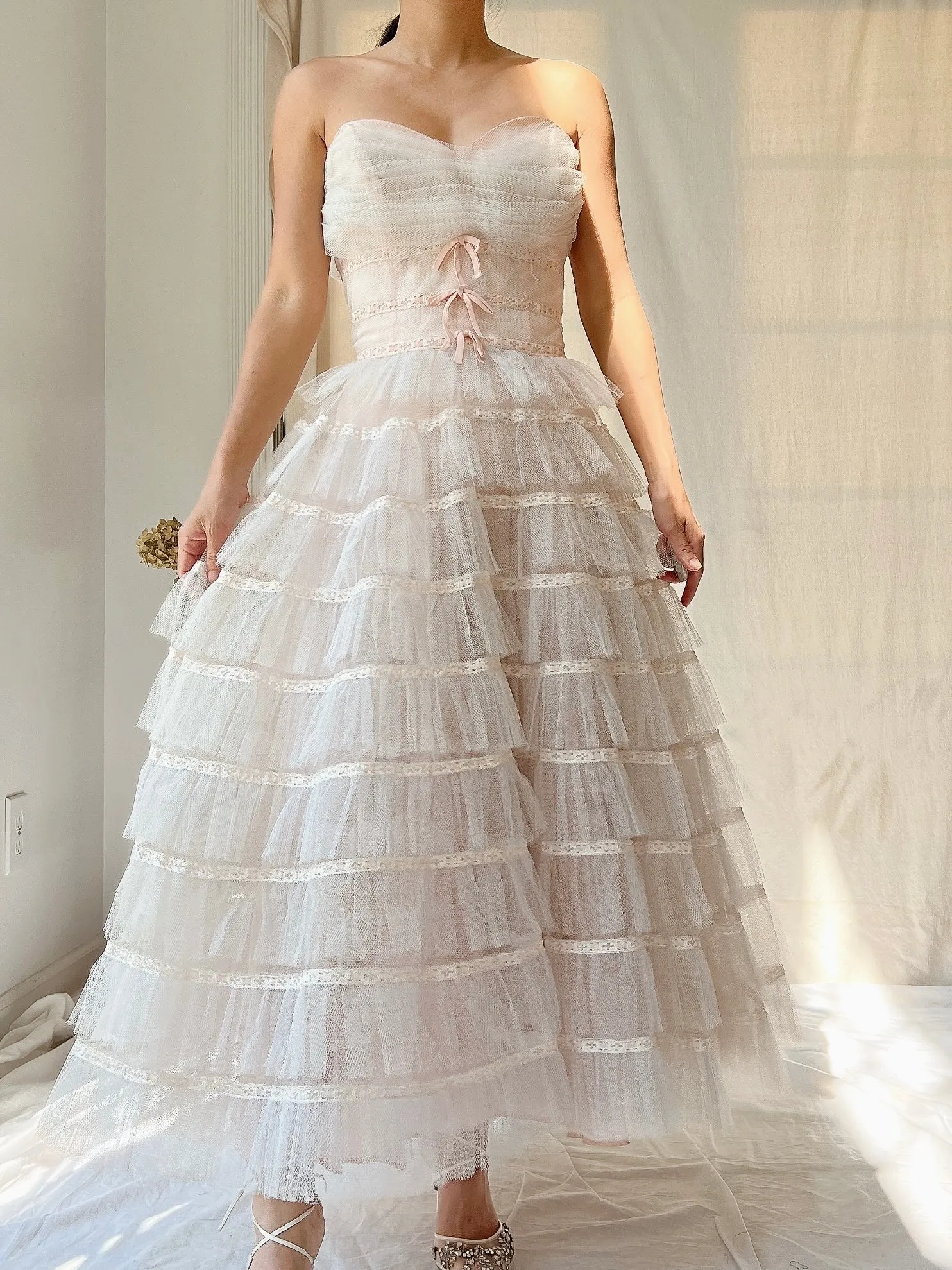 1950s Tulle Blush Dress - XS/S