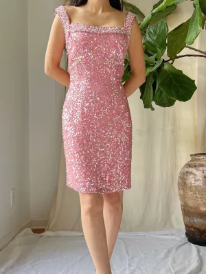 1980s Pink Sequins Dress - S/M