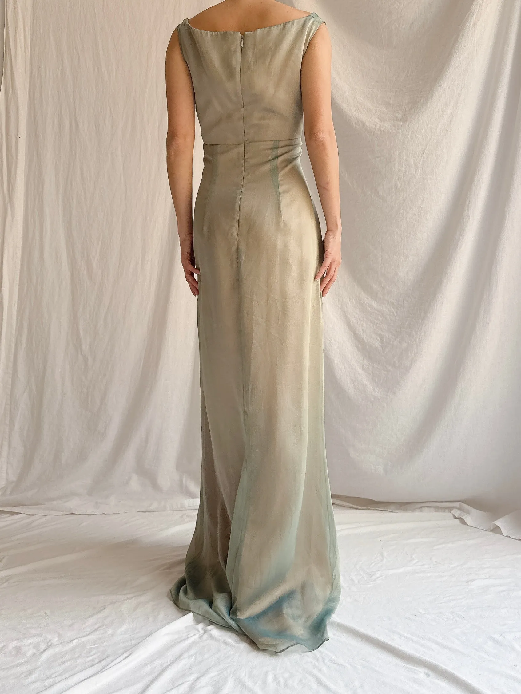 1990s Emanuelle Khanh Paris Seafoam Dress - S/6
