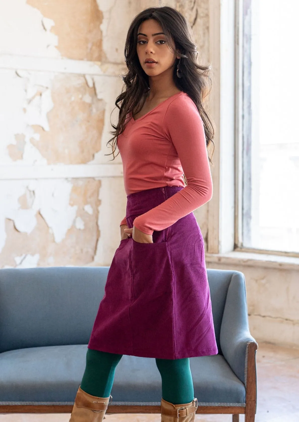 Aalia Corduroy Skirt Plum Caspia