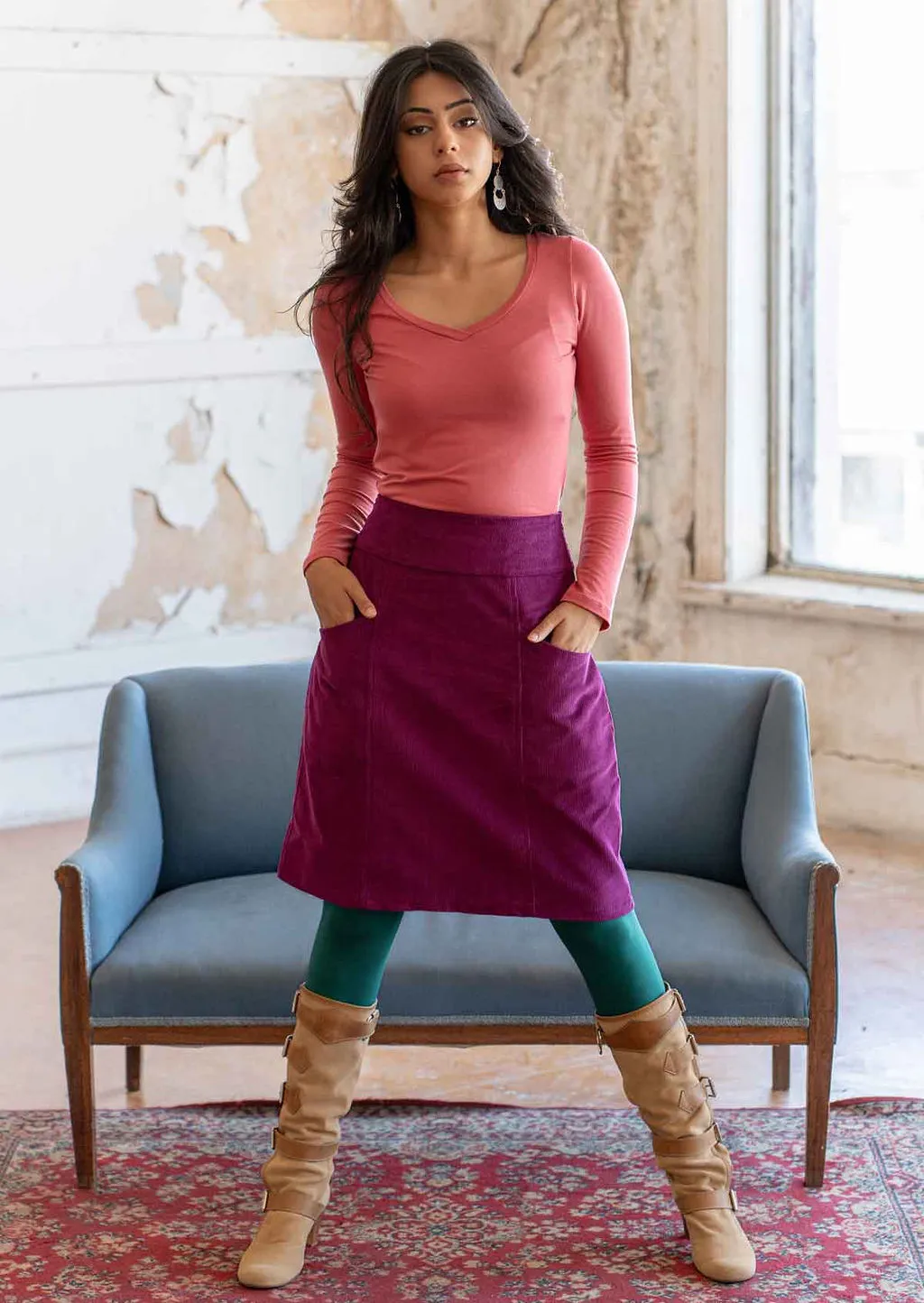 Aalia Corduroy Skirt Plum Caspia