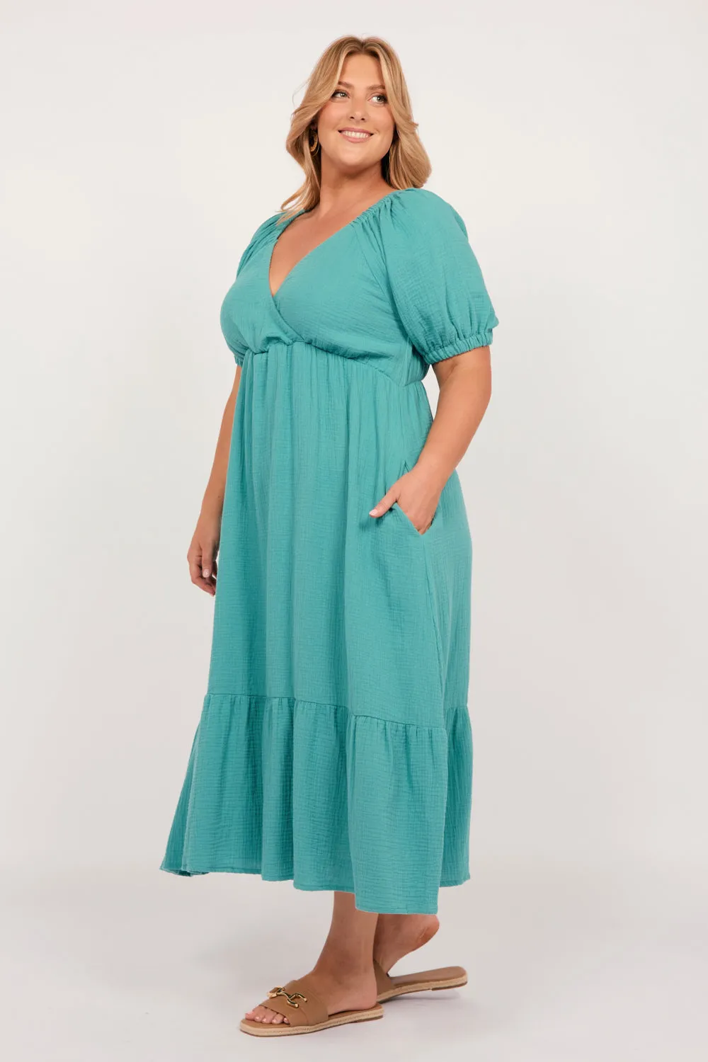 Alison Midi Dress in Peacock Parade