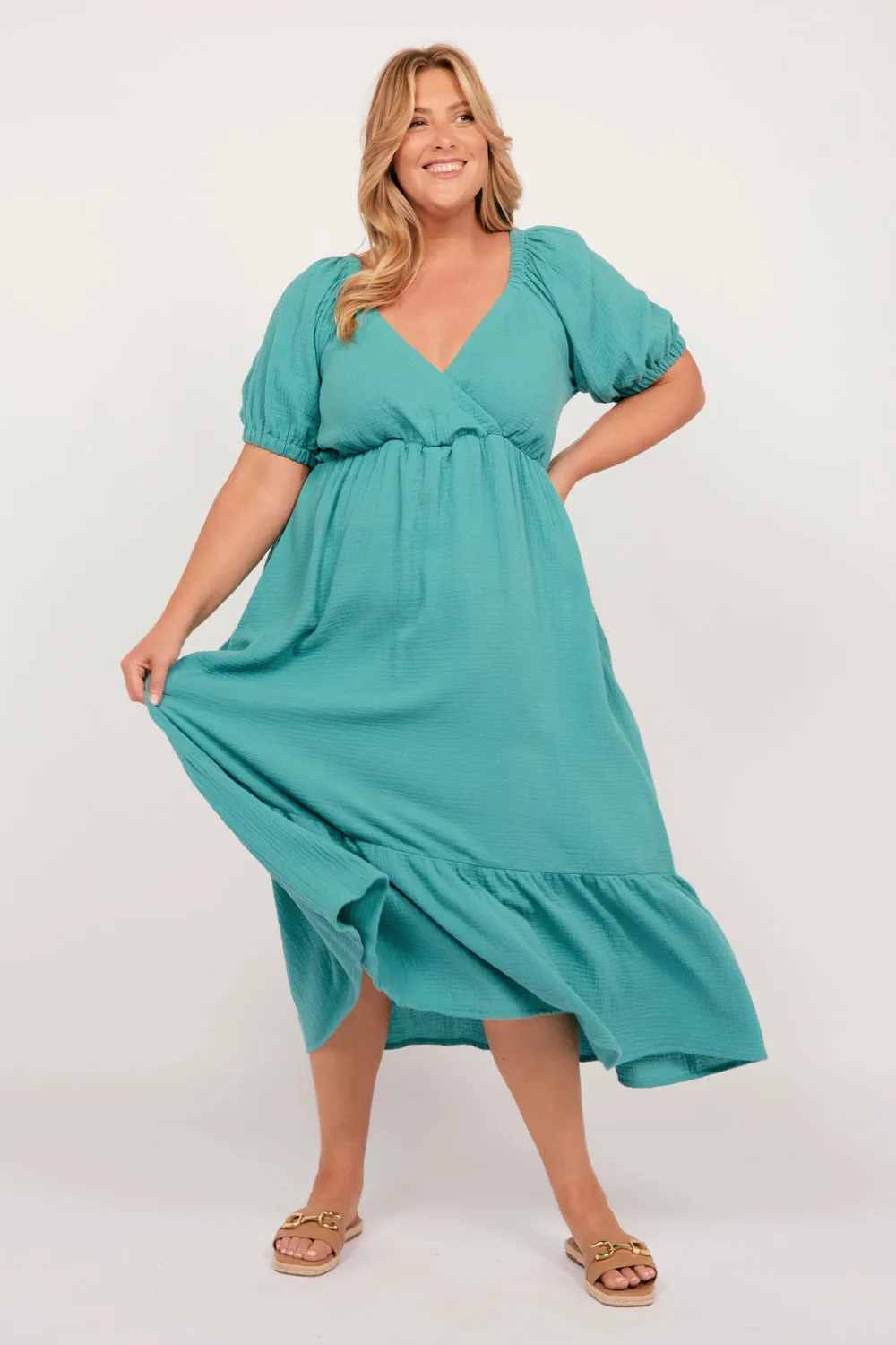 Alison Midi Dress in Peacock Parade