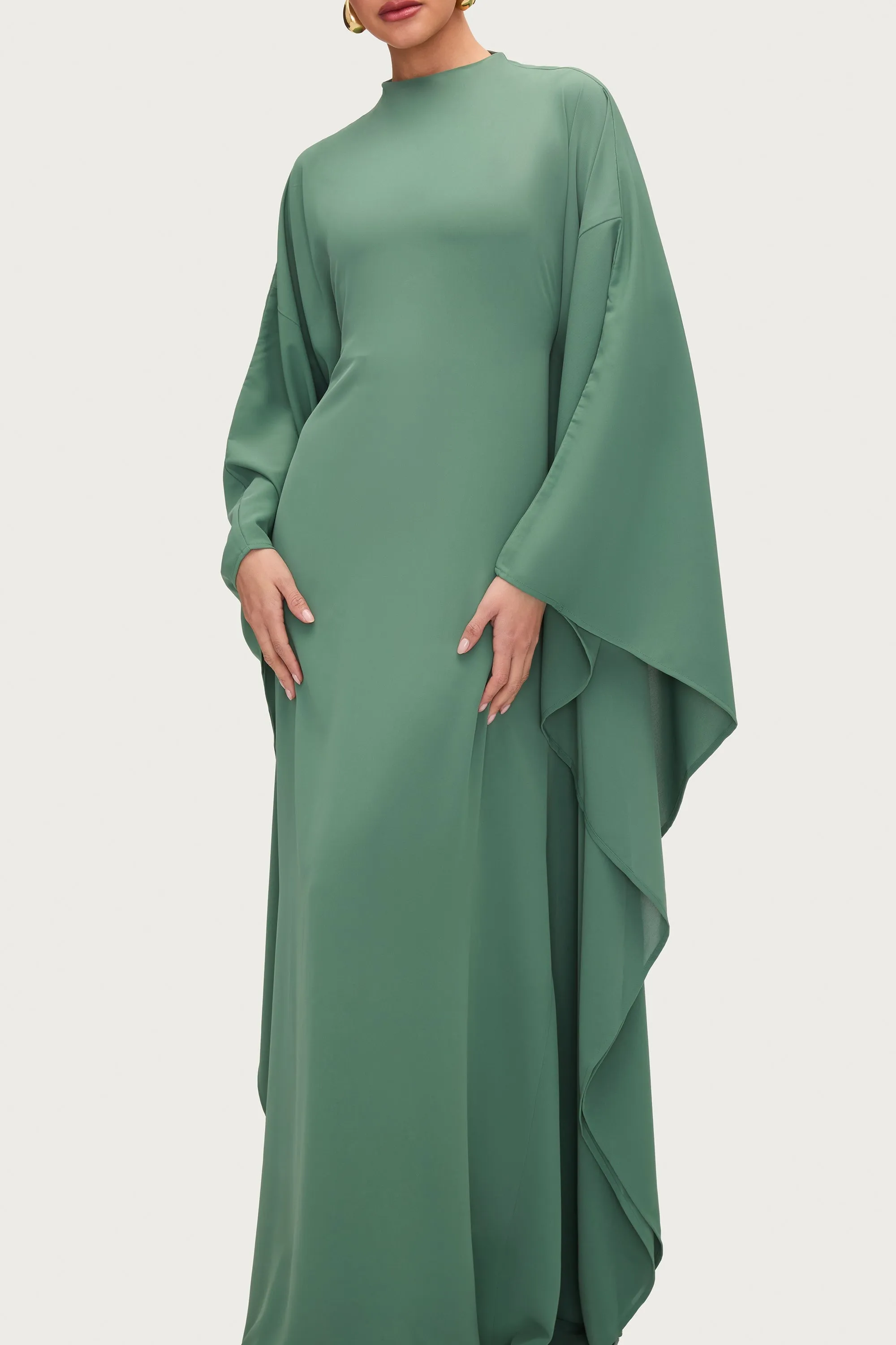 Amira Butterfly Inner Tie Abaya Dress - Sage