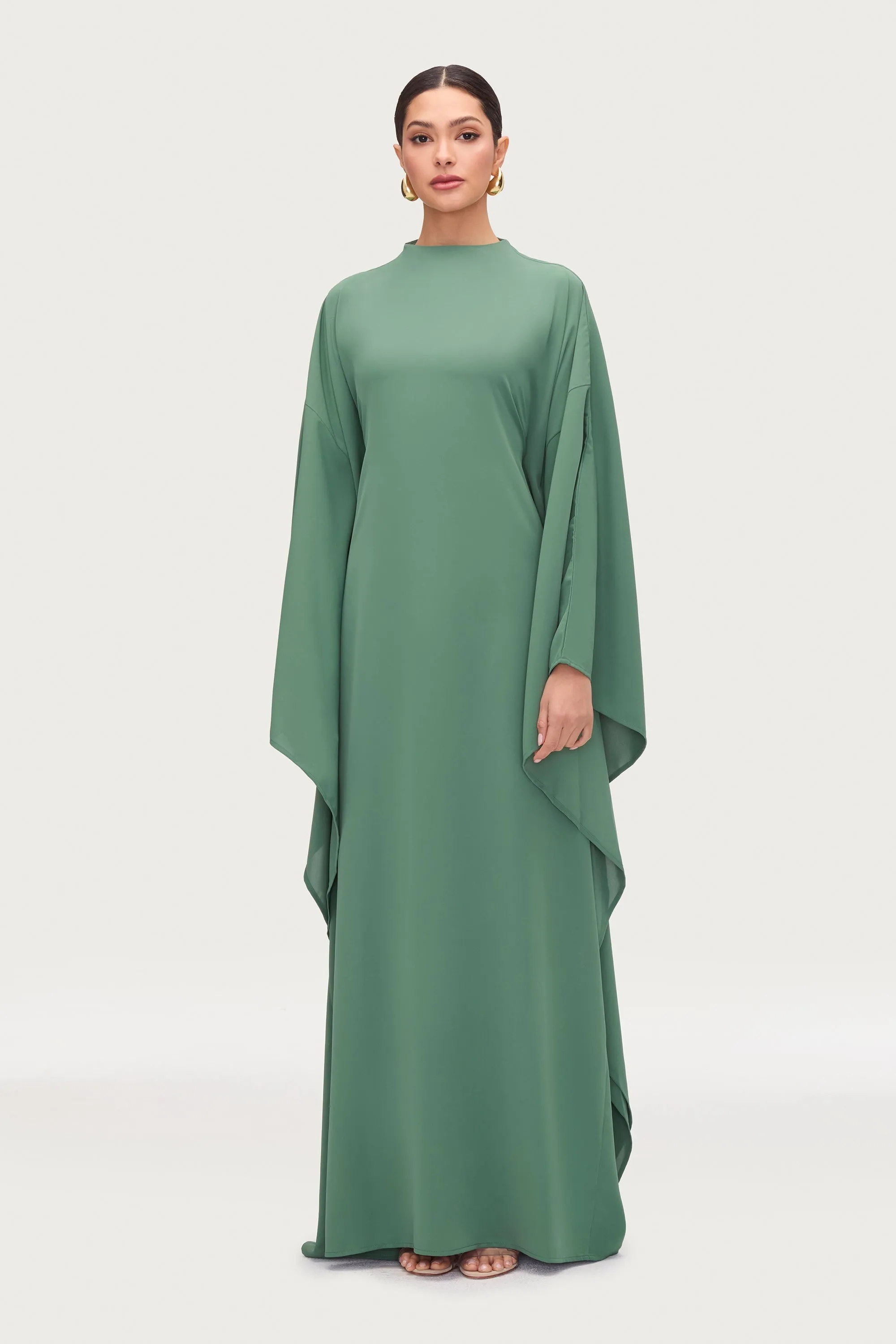 Amira Butterfly Inner Tie Abaya Dress - Sage
