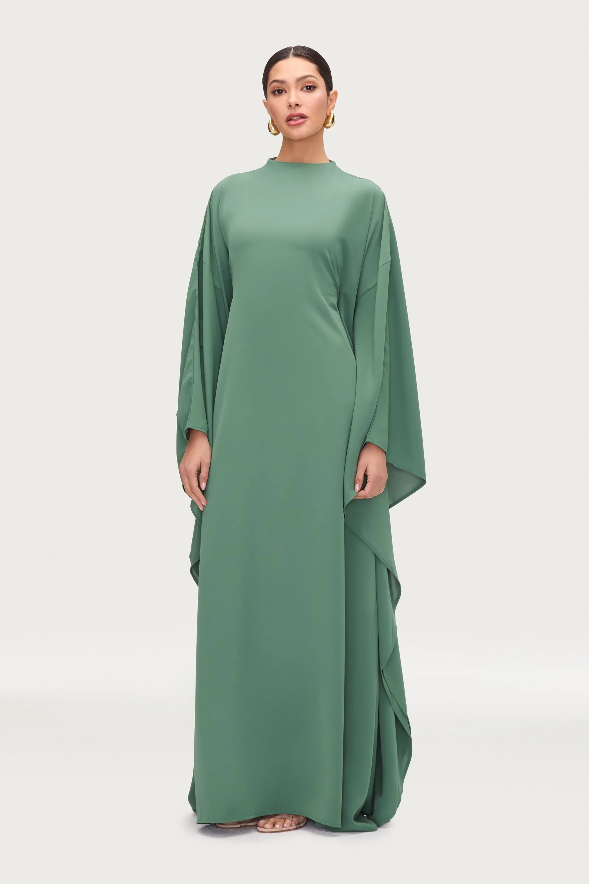 Amira Butterfly Inner Tie Abaya Dress - Sage