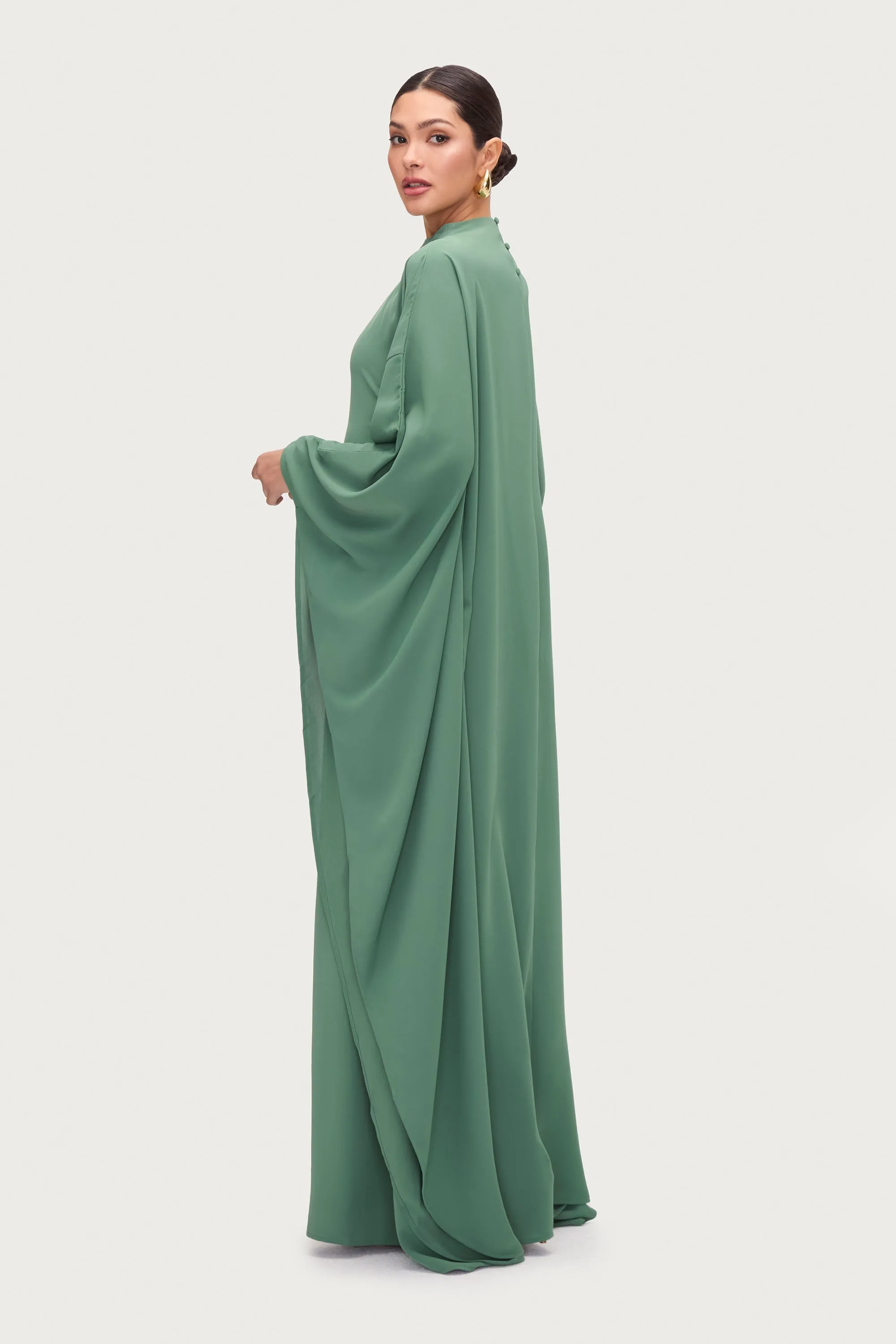 Amira Butterfly Inner Tie Abaya Dress - Sage