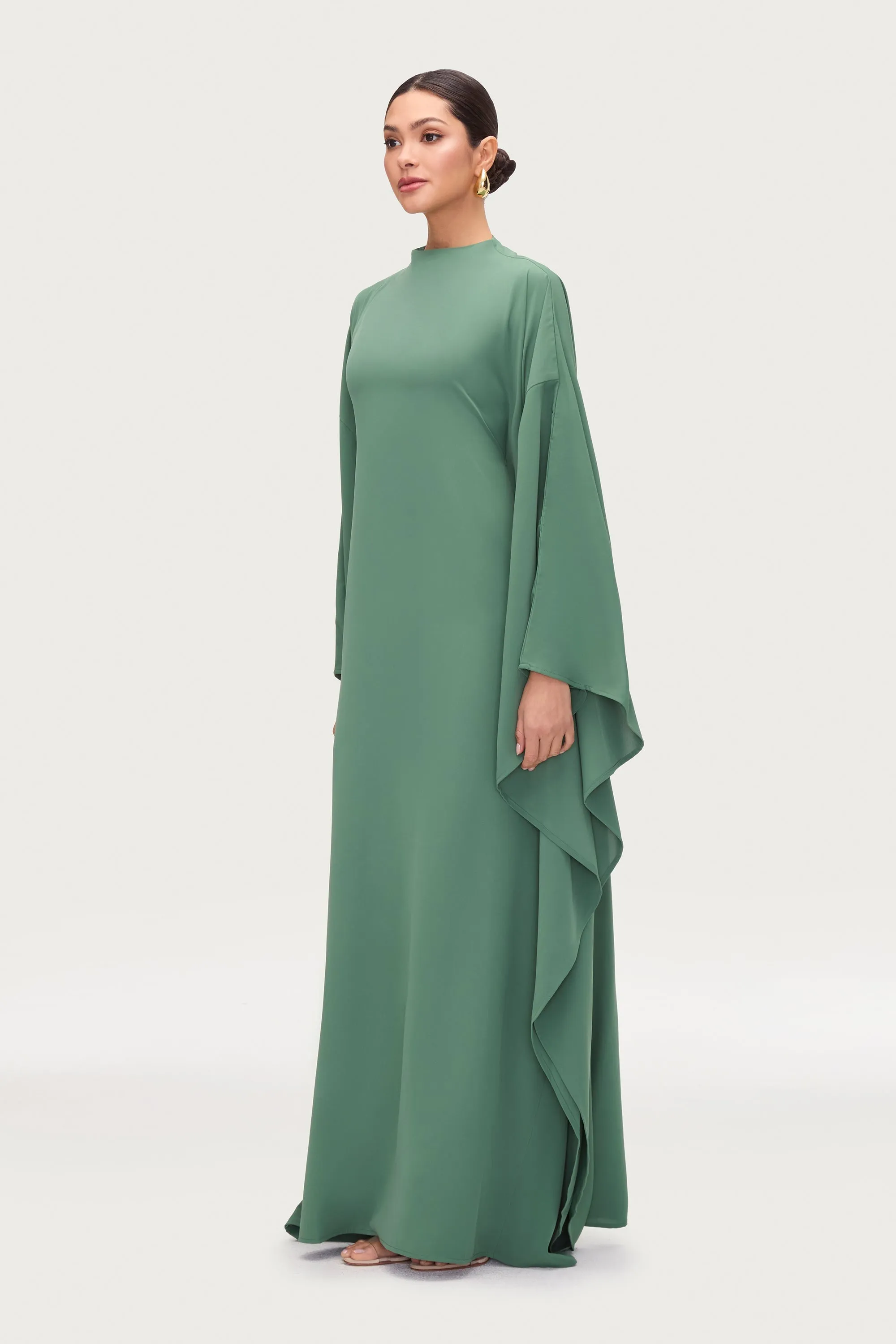 Amira Butterfly Inner Tie Abaya Dress - Sage