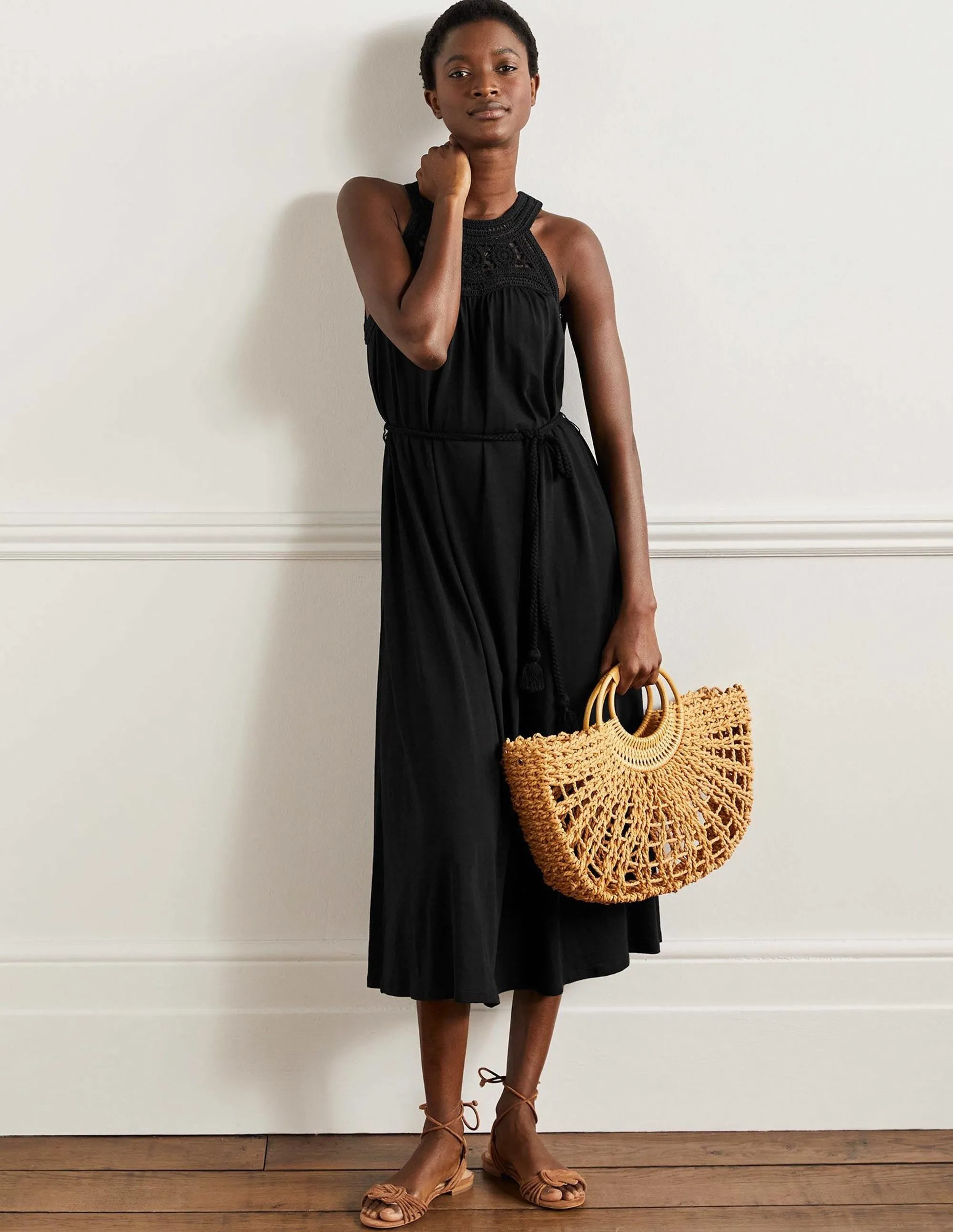 Anais Jersey Midi Dress-Black