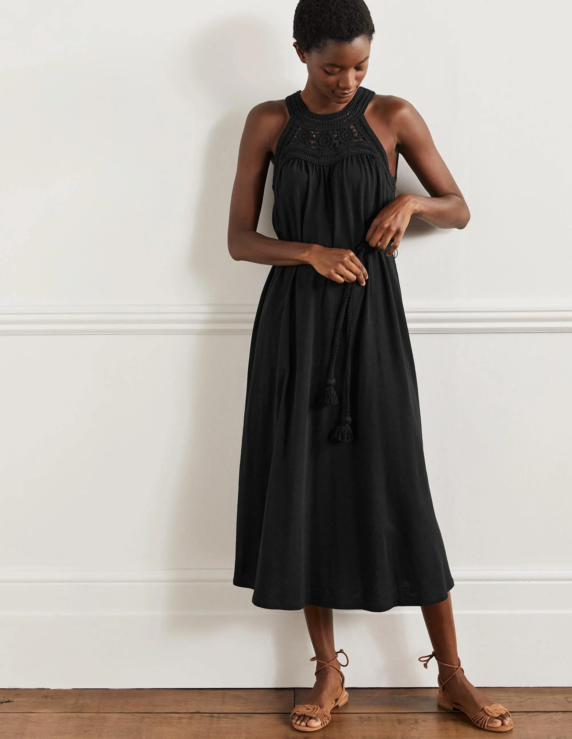 Anais Jersey Midi Dress-Black