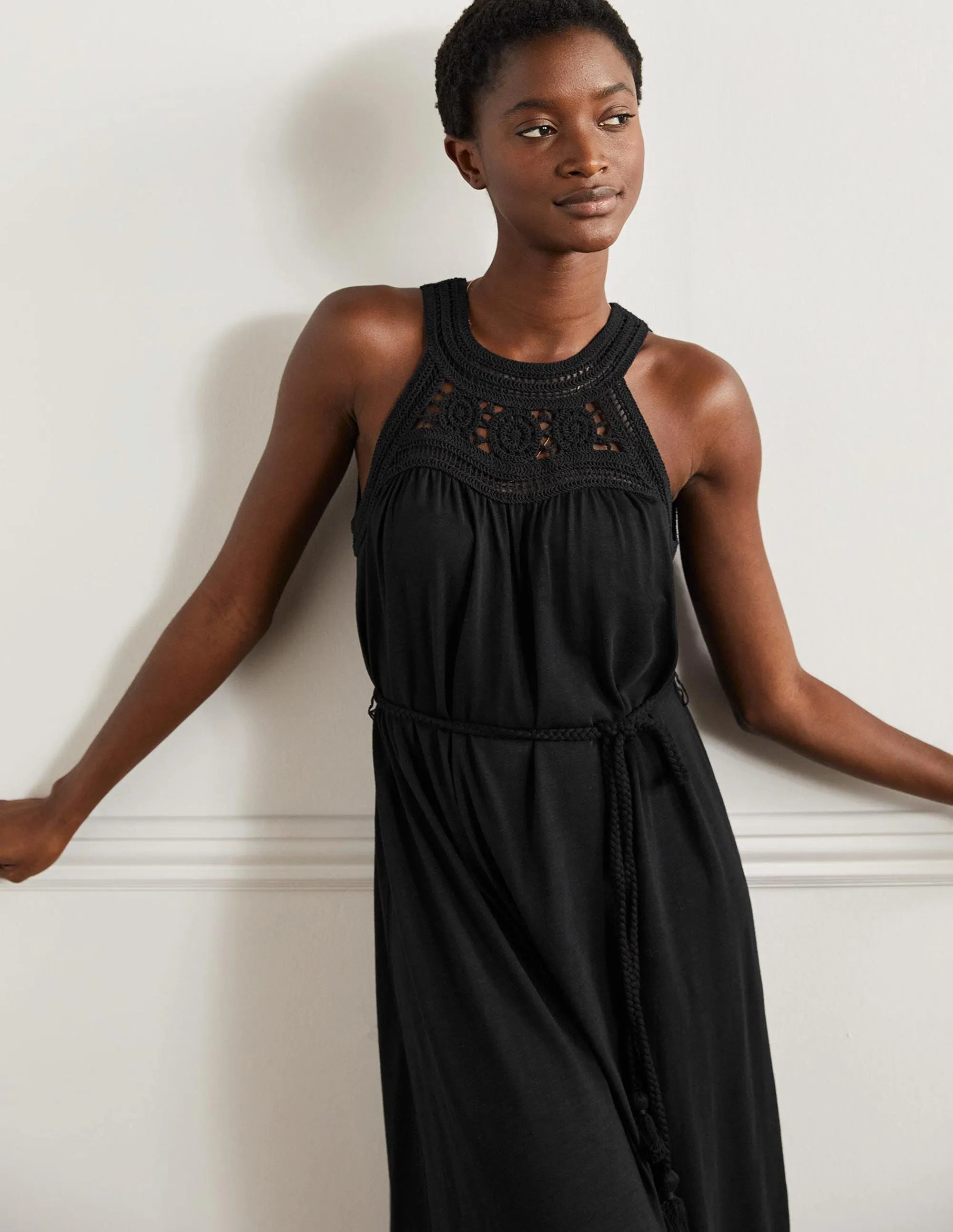 Anais Jersey Midi Dress-Black