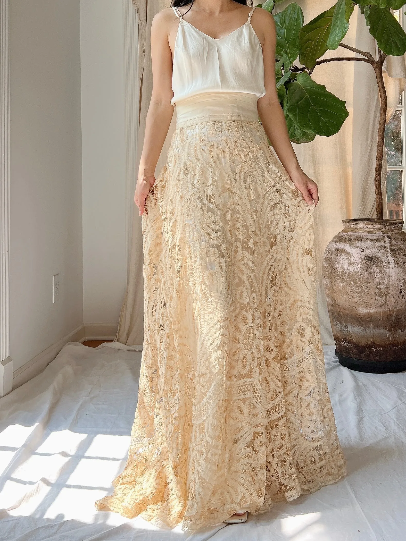 Antique Battenburg Lace Skirt - XS