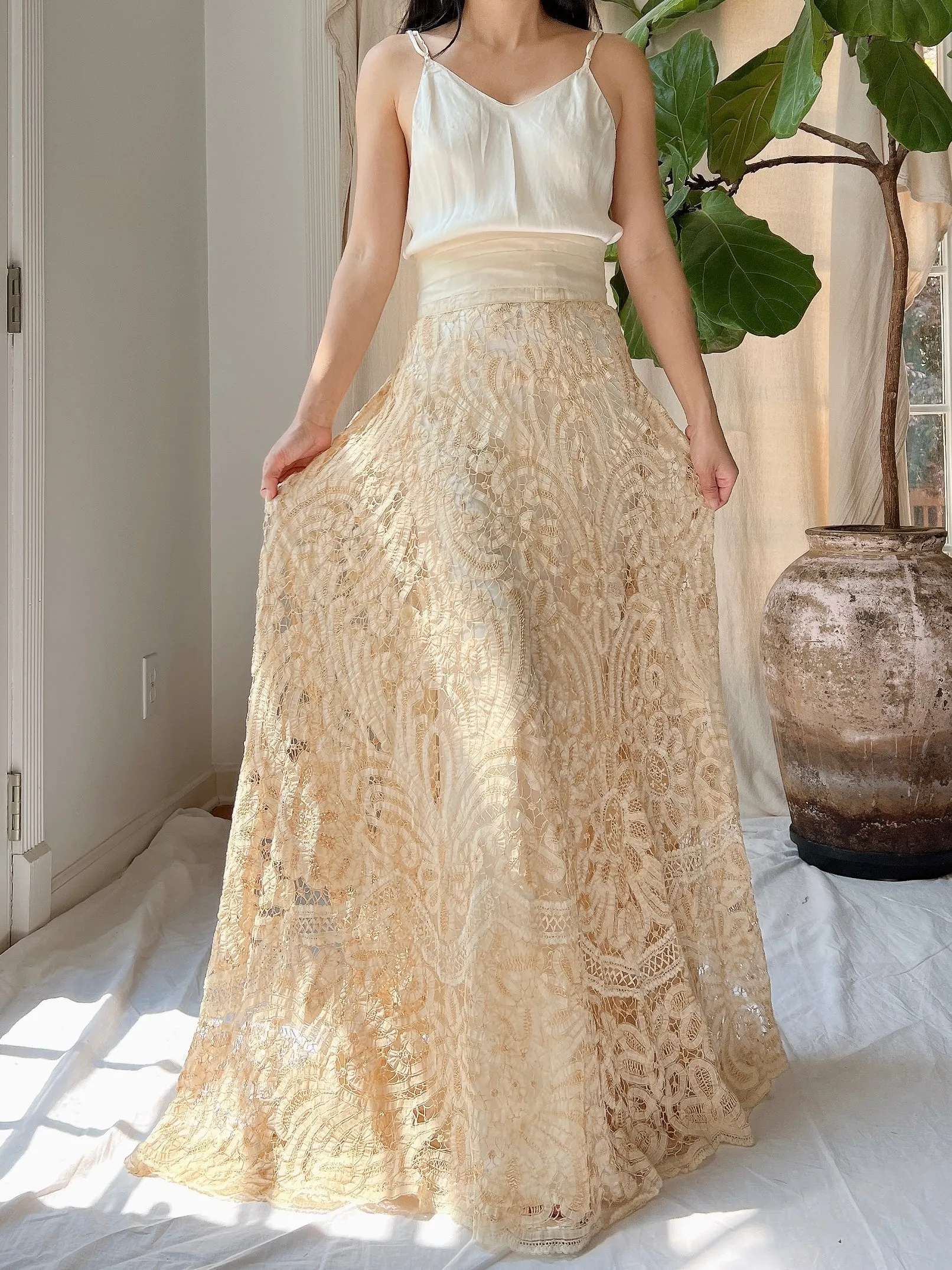 Antique Battenburg Lace Skirt - XS