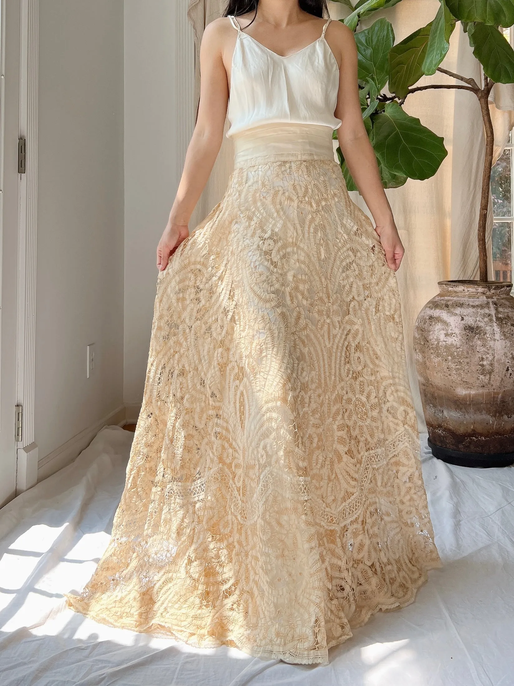 Antique Battenburg Lace Skirt - XS