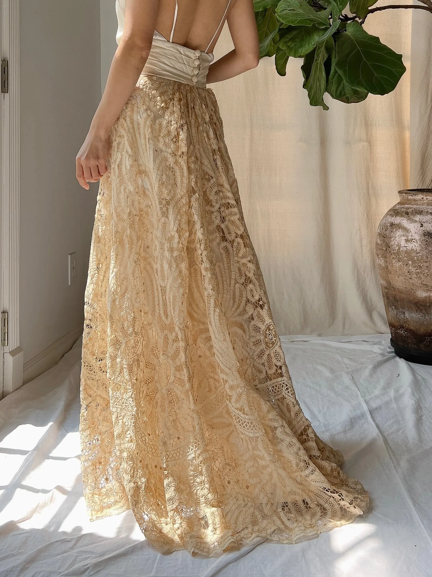 Antique Battenburg Lace Skirt - XS