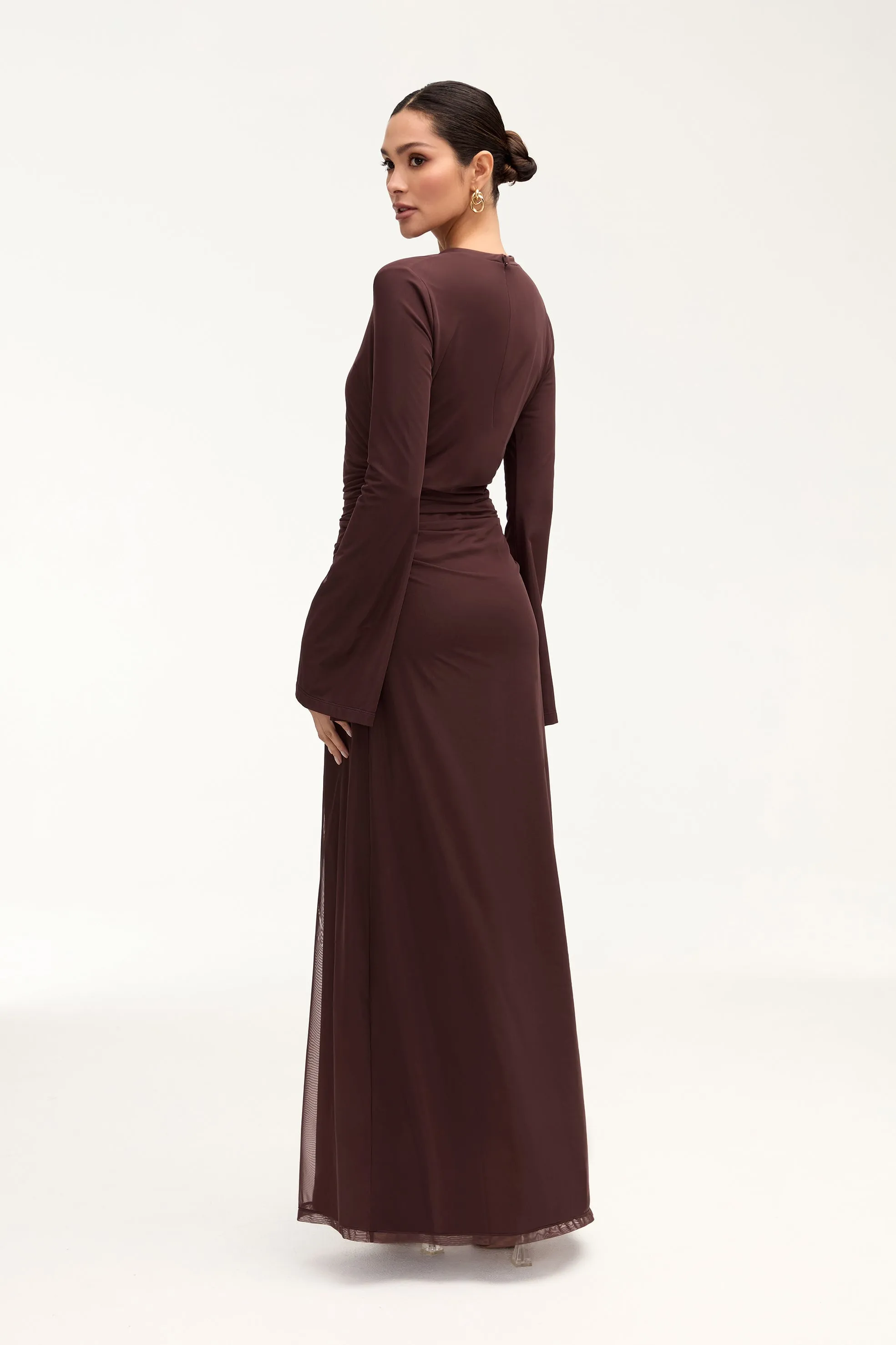 Arianna Rouched Maxi Dress - Espresso