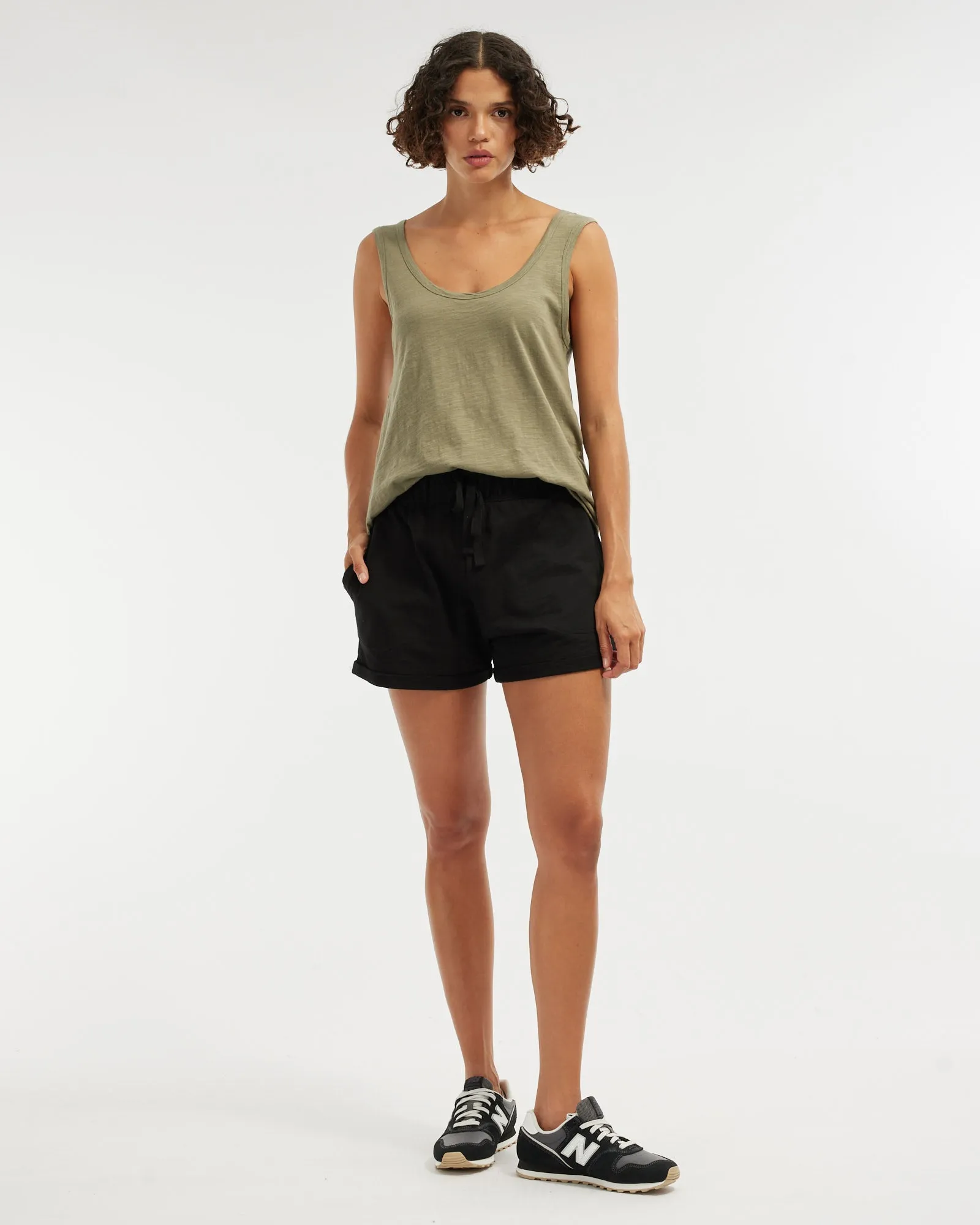 Bailey Rounded Hem Tank - Khaki