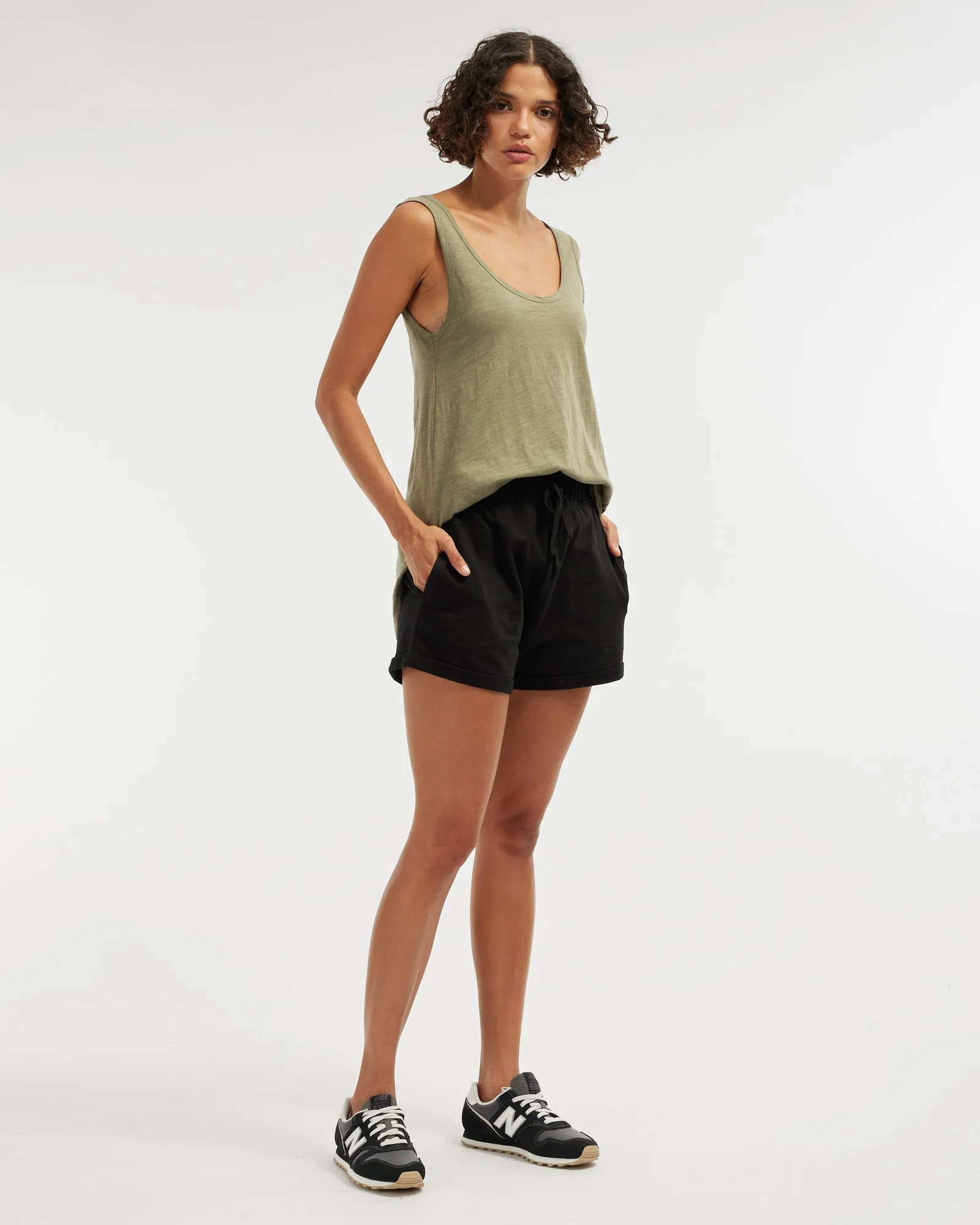 Bailey Rounded Hem Tank - Khaki
