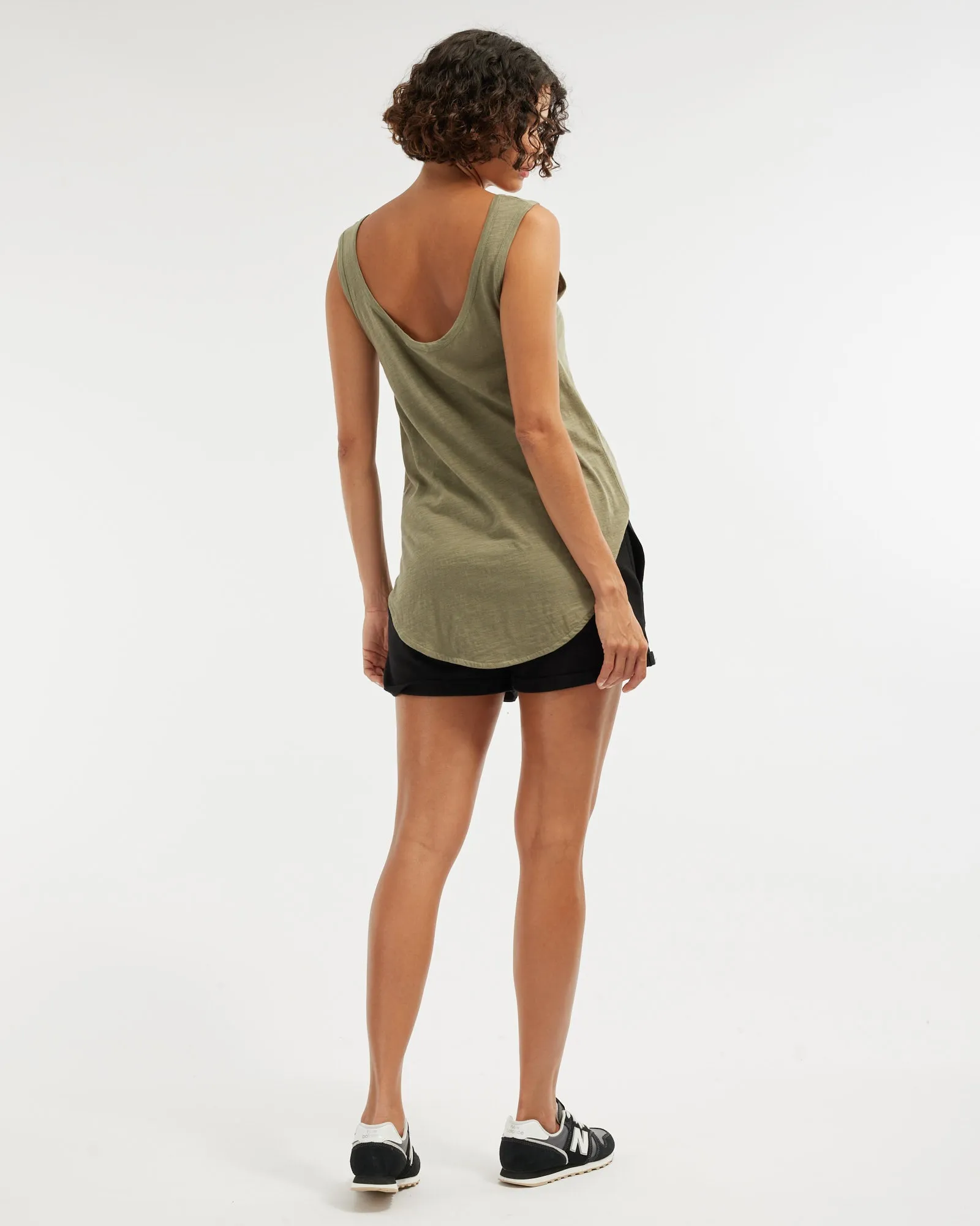 Bailey Rounded Hem Tank - Khaki