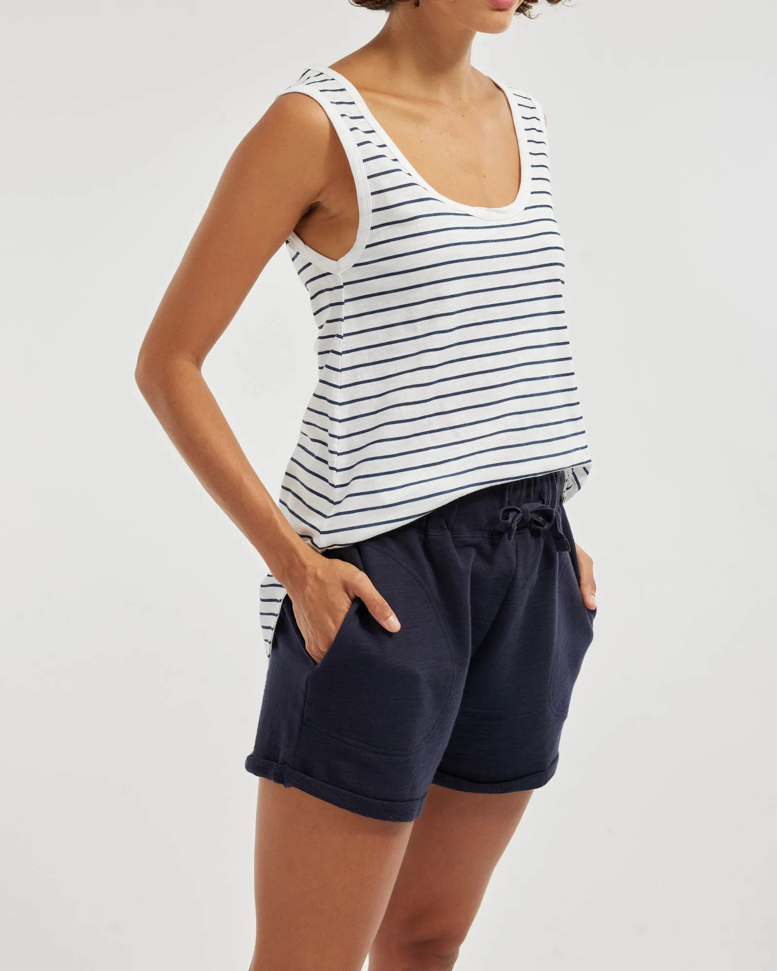 Bailey Rounded Hem Tank - Stripe