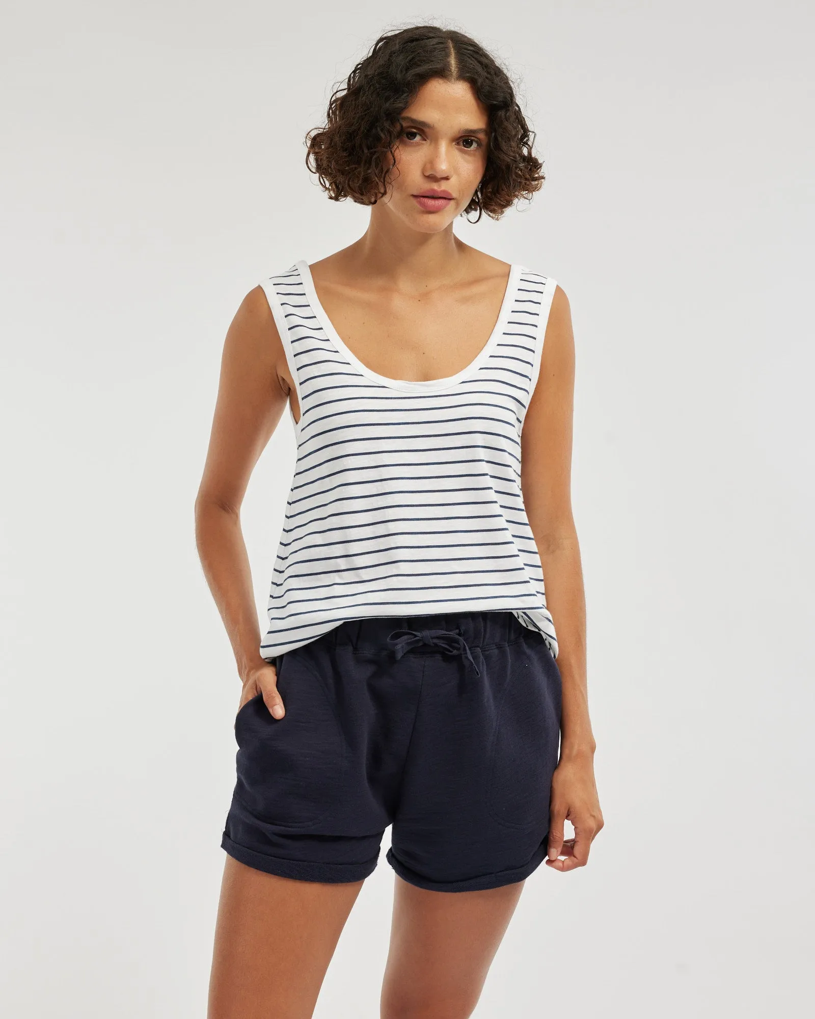 Bailey Rounded Hem Tank - Stripe