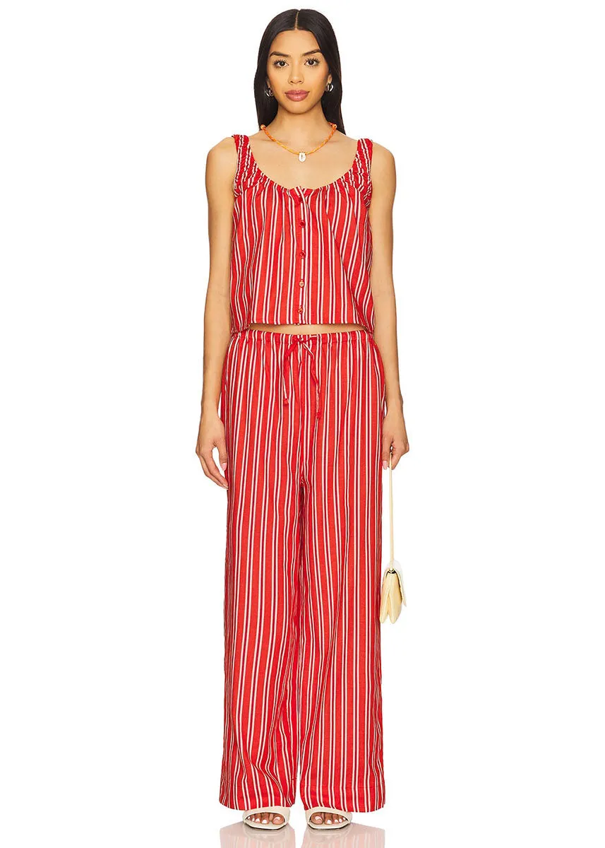Betty Stripe Scoop Neck Cami - Vibrant Red Multi