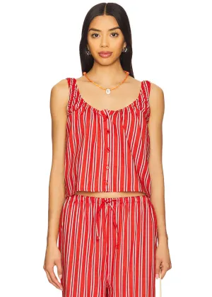 Betty Stripe Scoop Neck Cami - Vibrant Red Multi