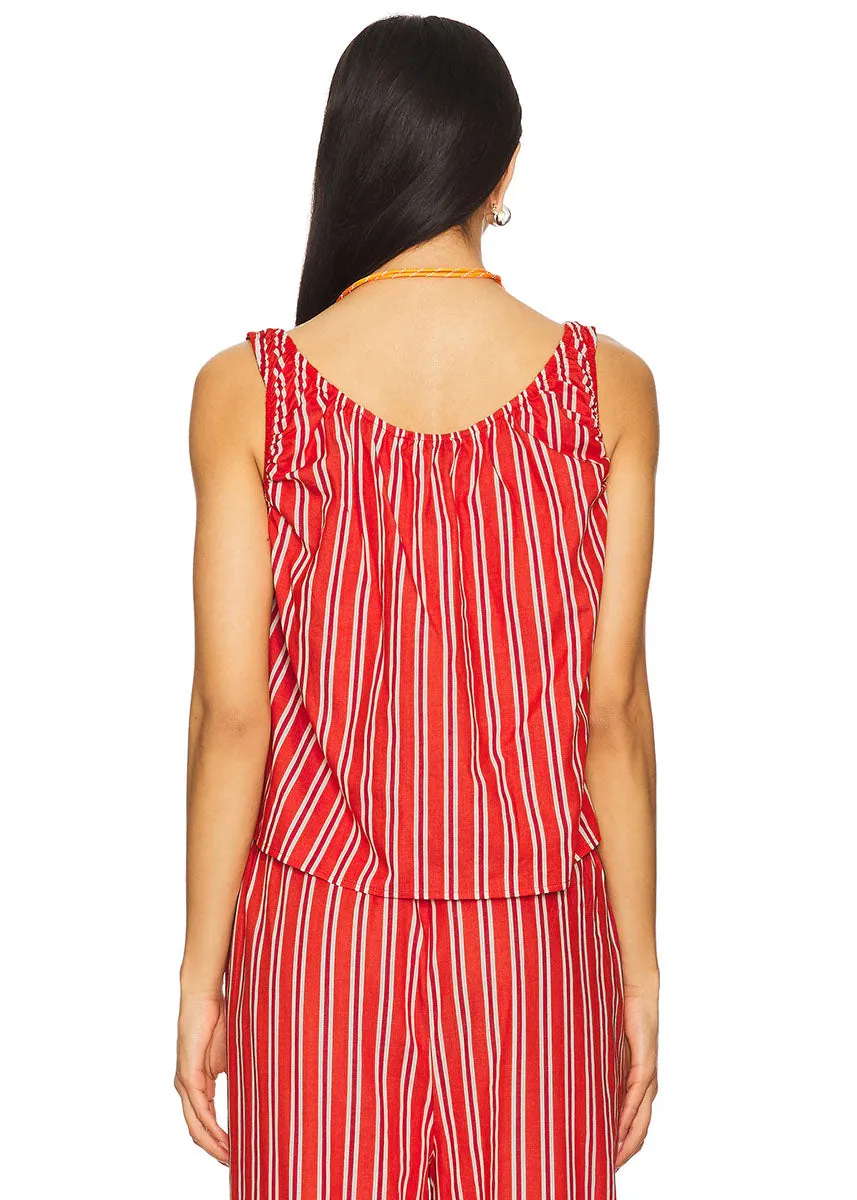 Betty Stripe Scoop Neck Cami - Vibrant Red Multi