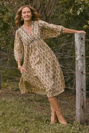 Cairo Midi Dress in Paisley Plumes