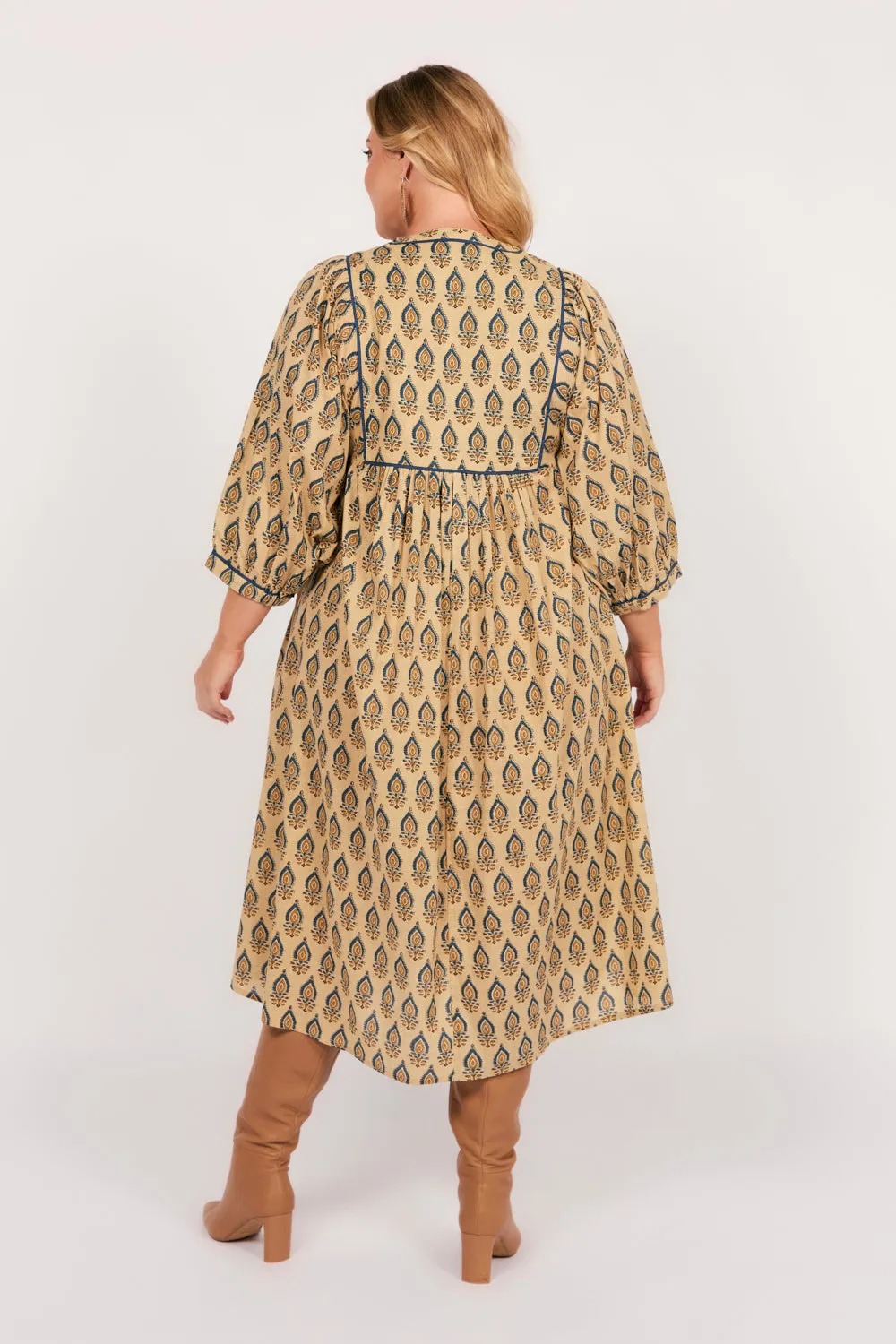 Cairo Midi Dress in Paisley Plumes