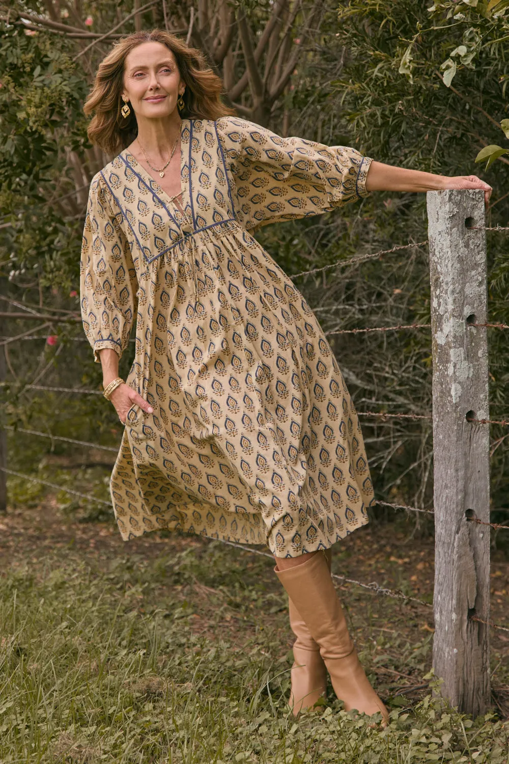 Cairo Midi Dress in Paisley Plumes