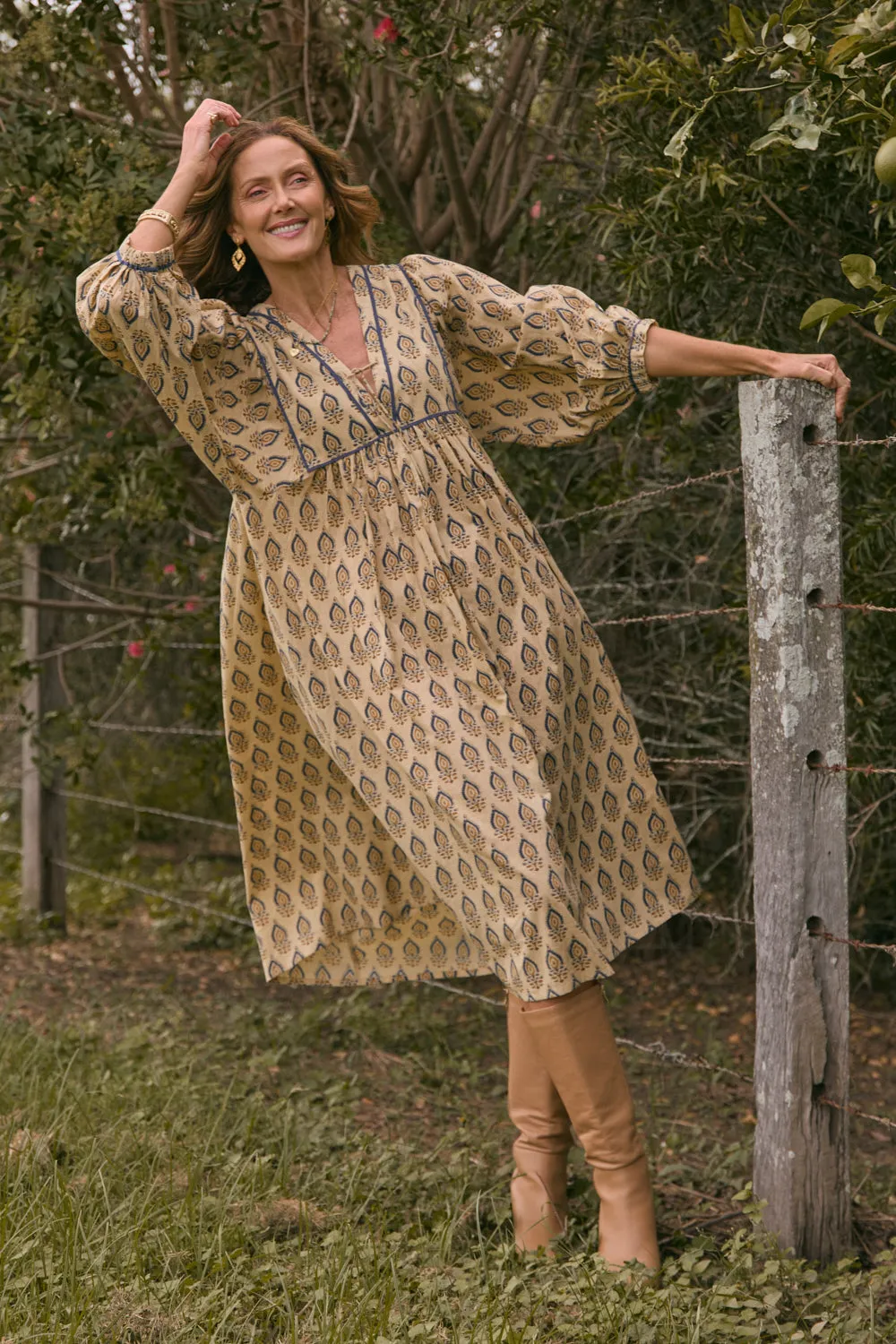 Cairo Midi Dress in Paisley Plumes