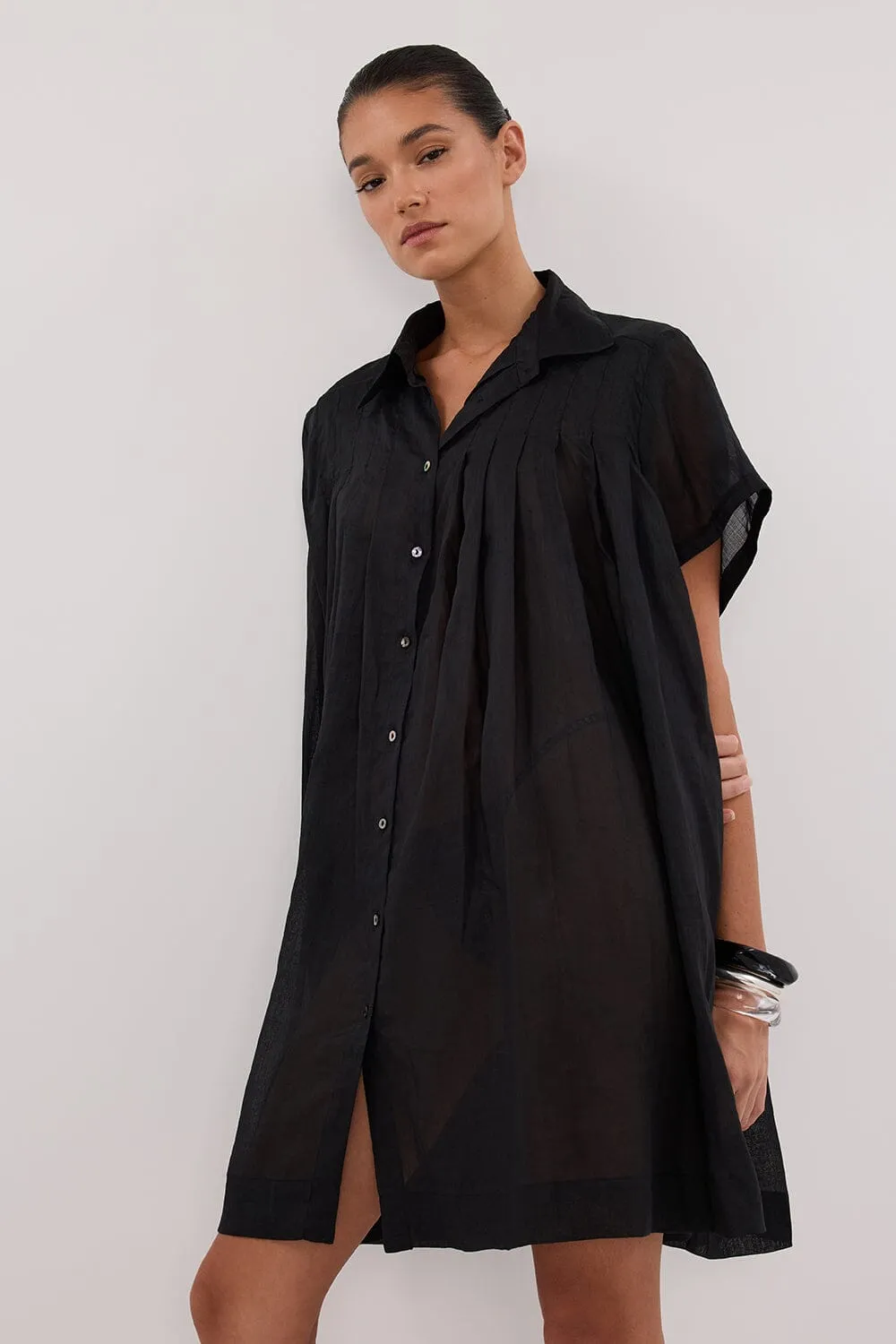 CARMEL BLACK RAMIE MINI DRESS