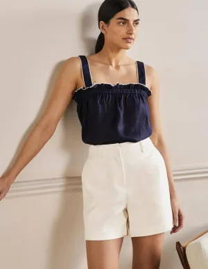 Carrie High Waisted Shorts-Ivory