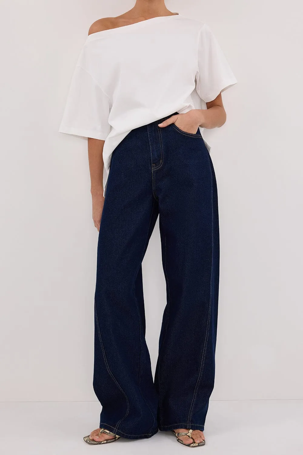 CARSON INDIGO TALL WIDE LEG JEAN
